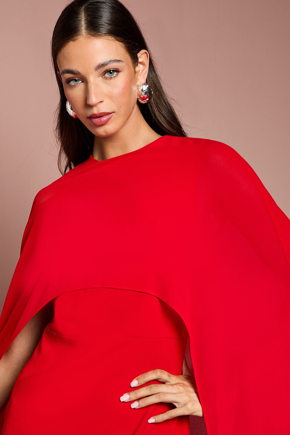 Coast Cape Sleeve Maxi Dress Red image 3
