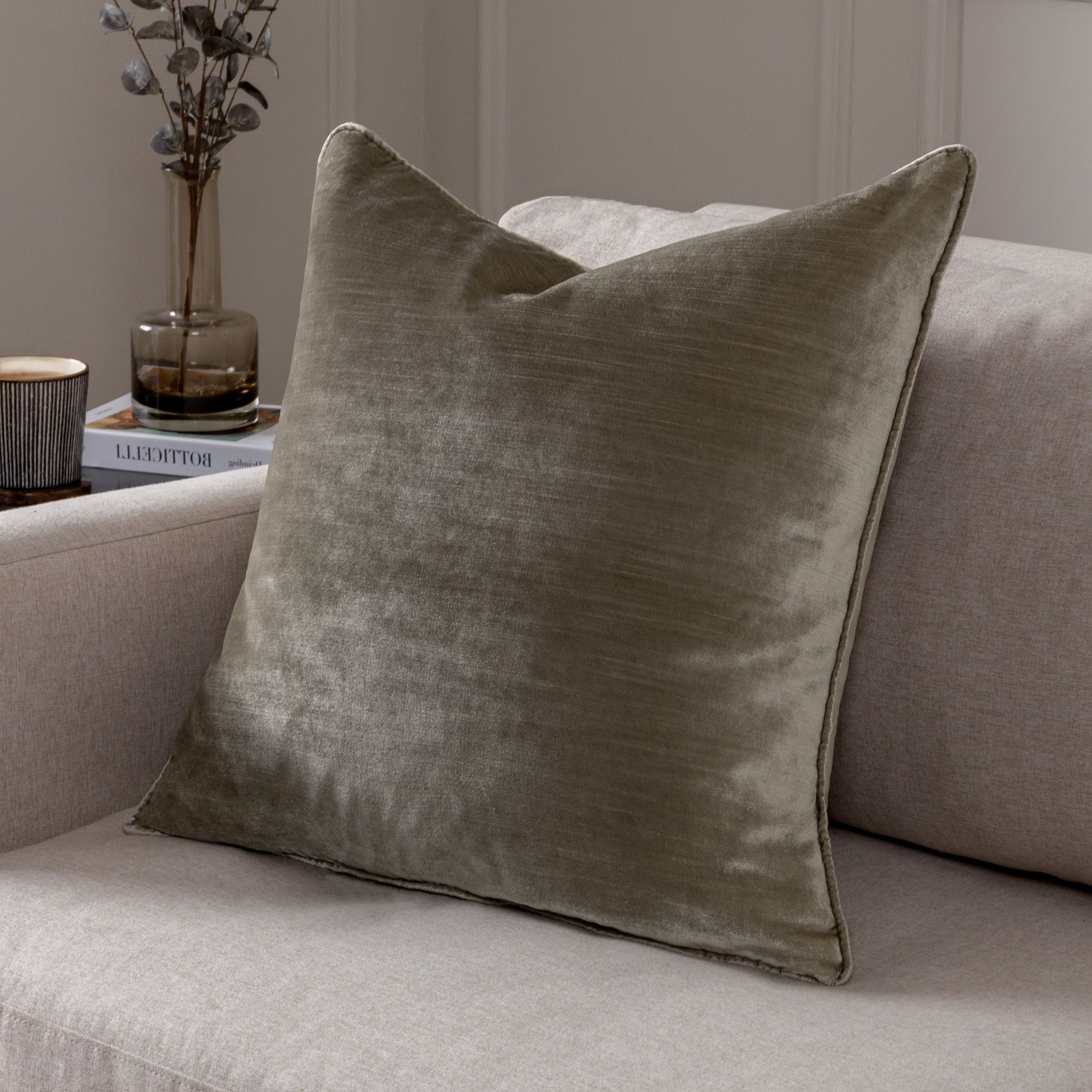 Paoletti Luxe Velvet Piped Cushion image 1