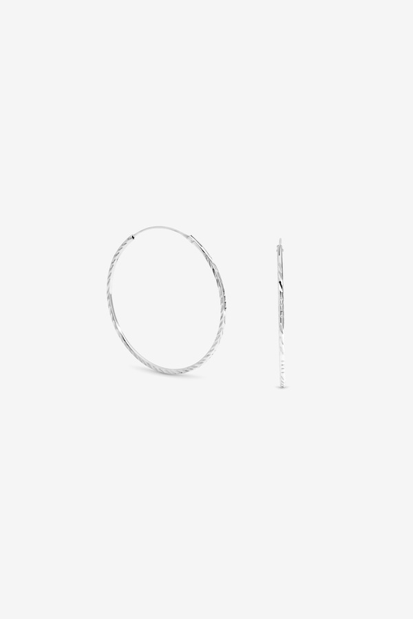 Simply Silver Sterling Silver 925 Polished Diamond Cut Sleeper Hoop Earrings