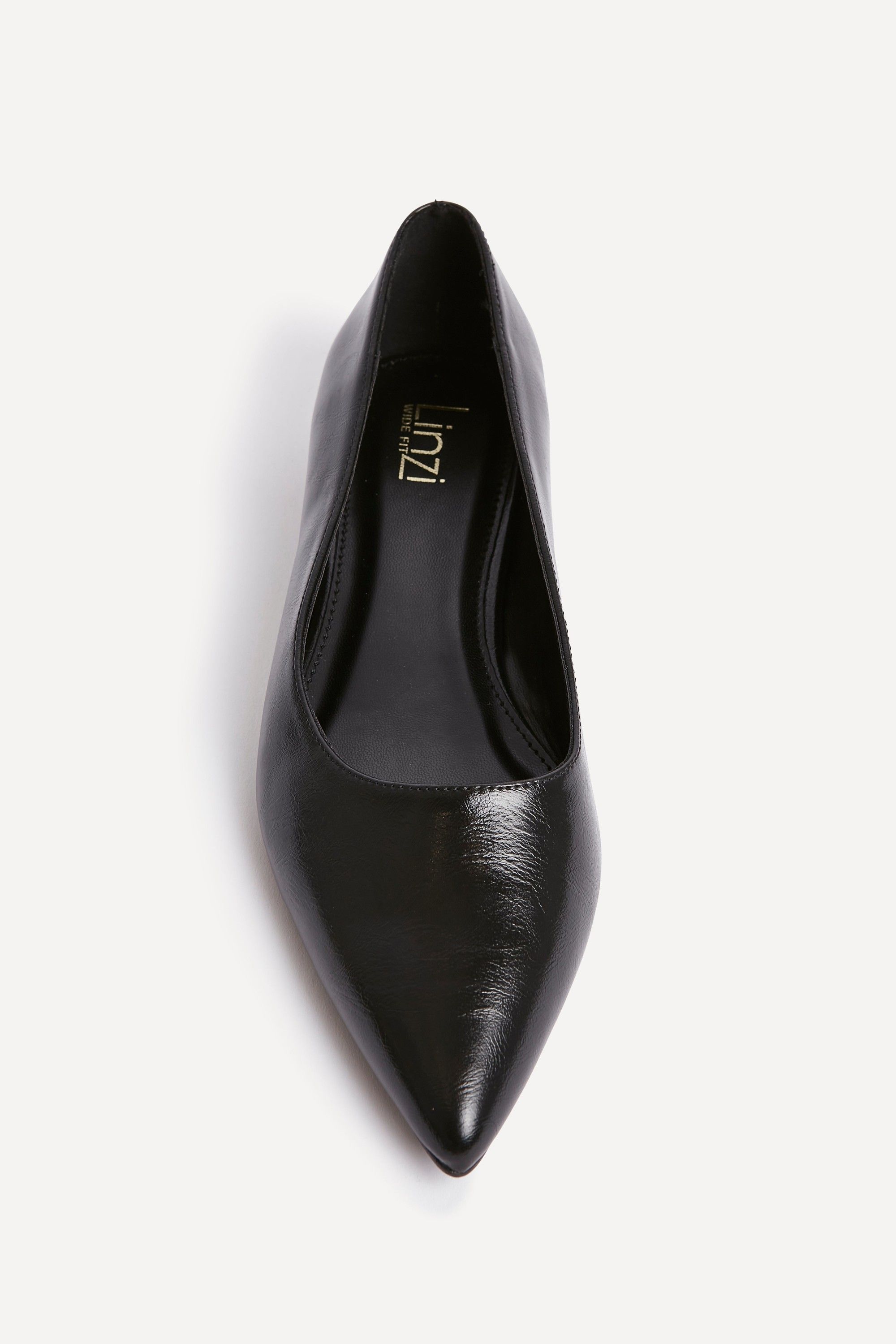 Linzi Compete Wide Fit Black Faux Leather Pointed Toe Pump image 4