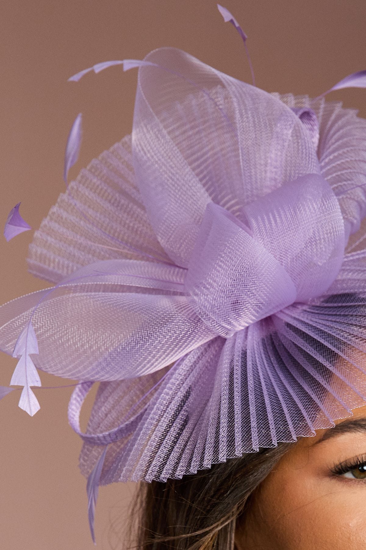 Coast Pleated Loop and Feather Fascinator Lilac image 3