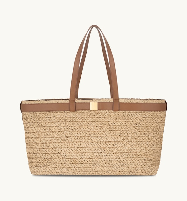 Apatchy London The Esme Raffia Tote Bag with Leather Trim