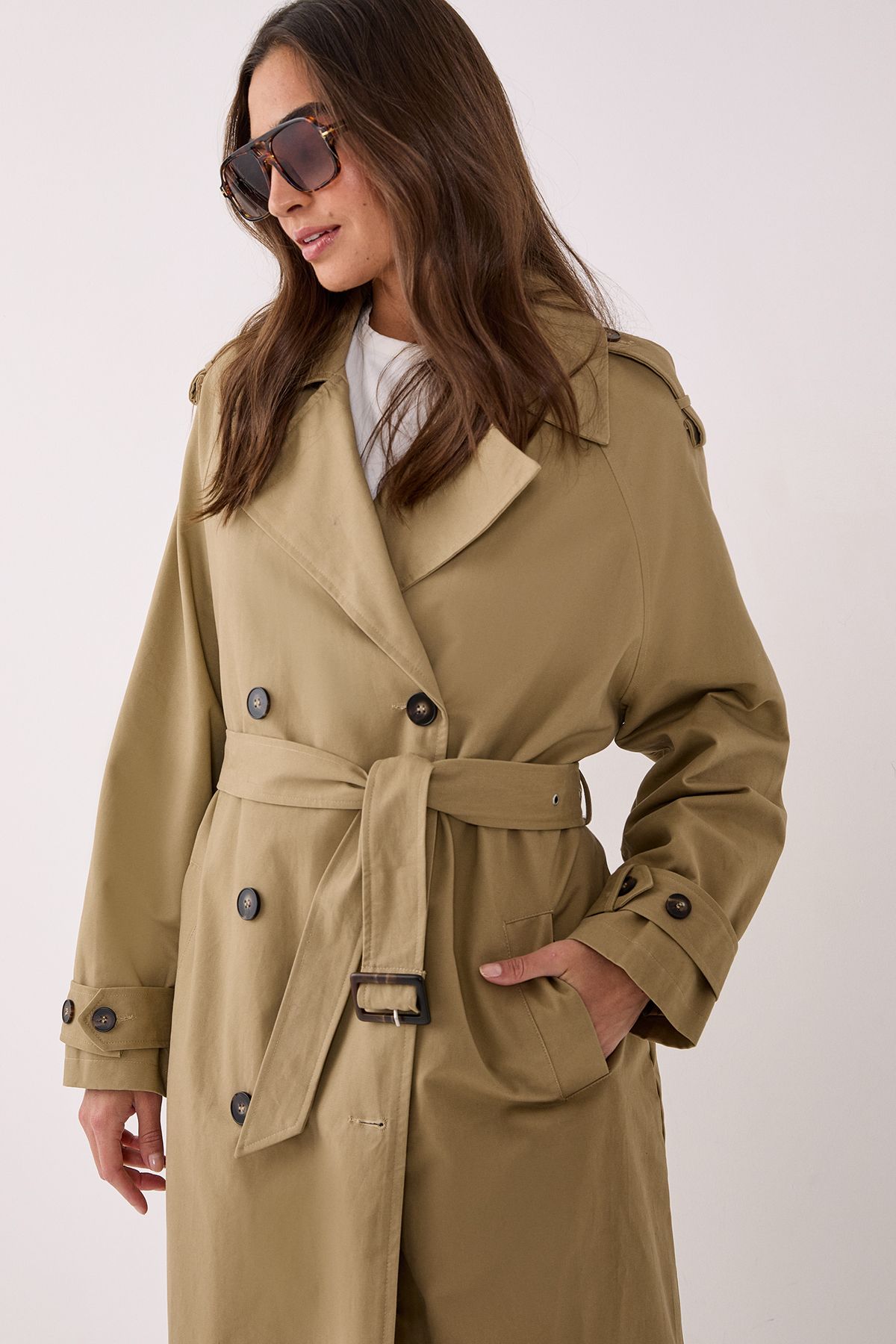NastyGal Essentials Trench Coat Caramel image 2