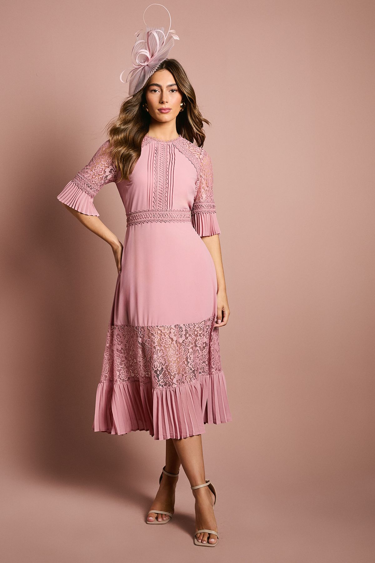 Coast Lace Insert Midi Dress Antique Rose image 1
