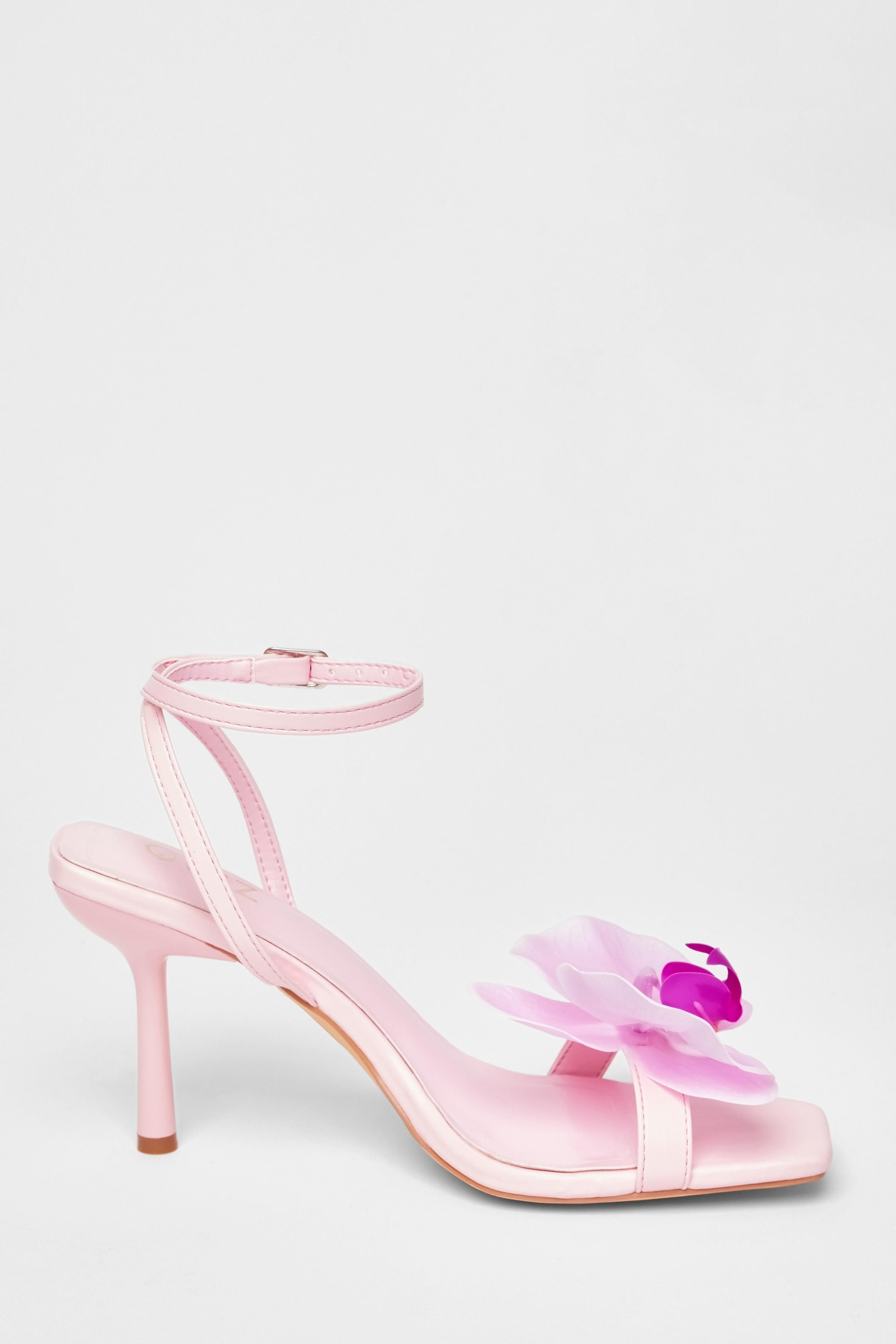 Quiz Pale Pink Flower Detail Stiletto Heels image 5