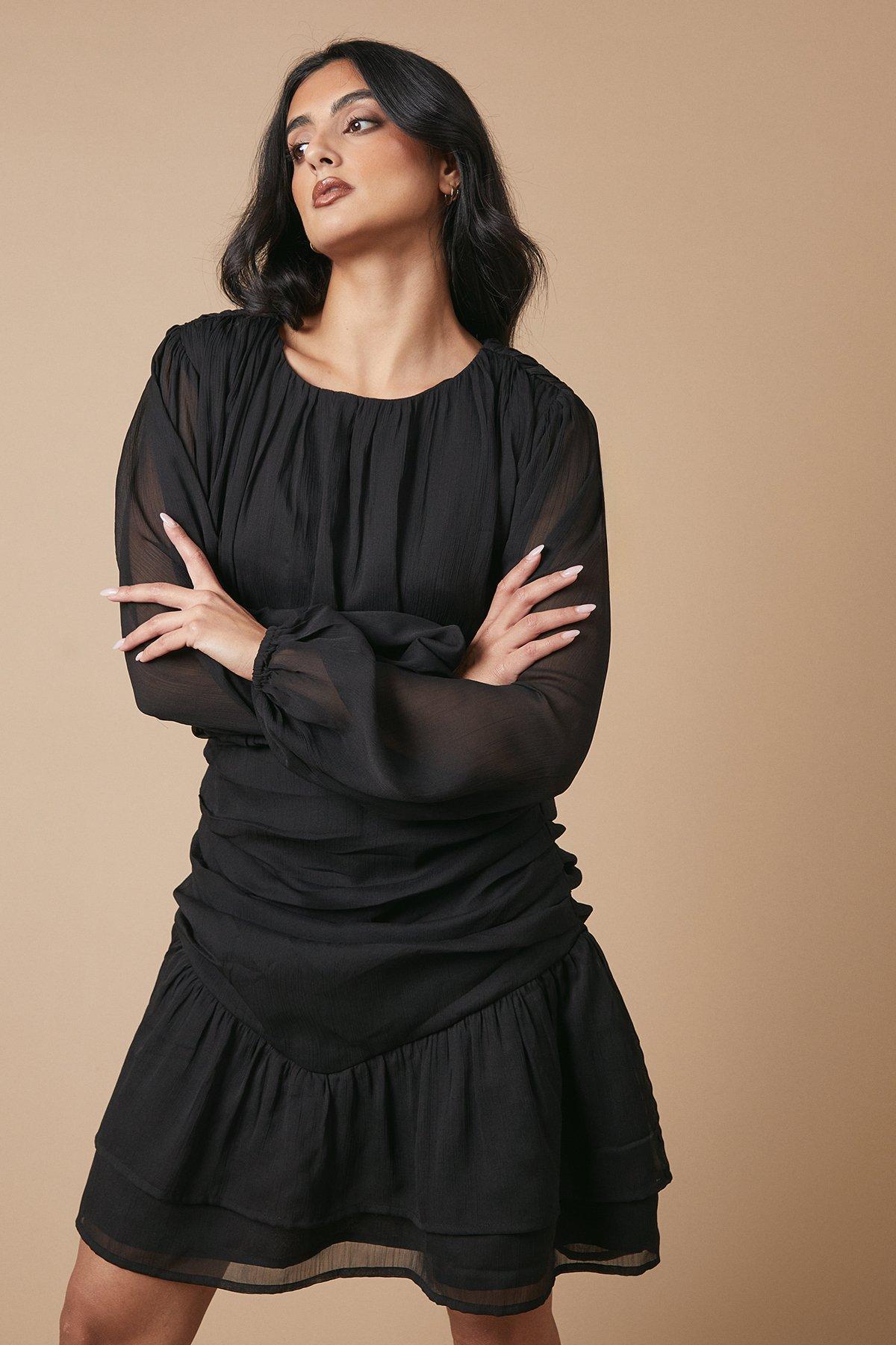 Oasis Chiffon Gathered Ruched Mini Dress image 3