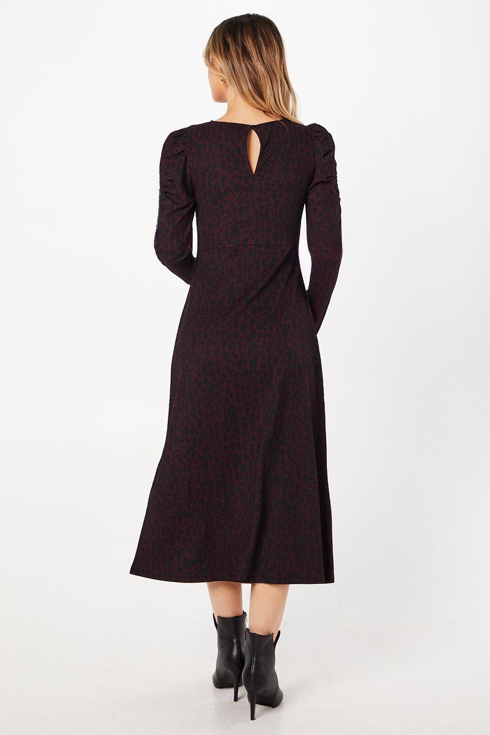 Dorothy Perkins Berry Animal Keyhole Midi Dress Berry image 3