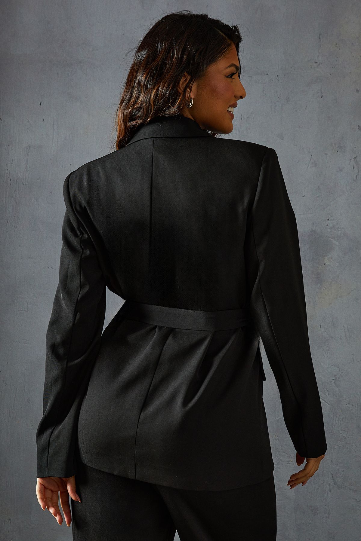 MissPap Tailored Tie Belt Blazer Black image 3