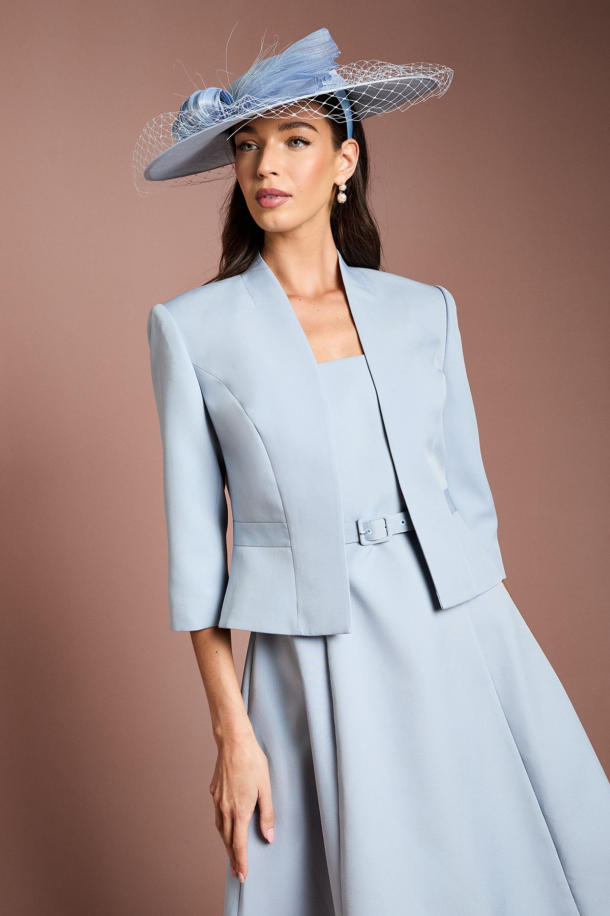 Coast Lisa Tan Tailored Cropped Jacket Light Blue image 2