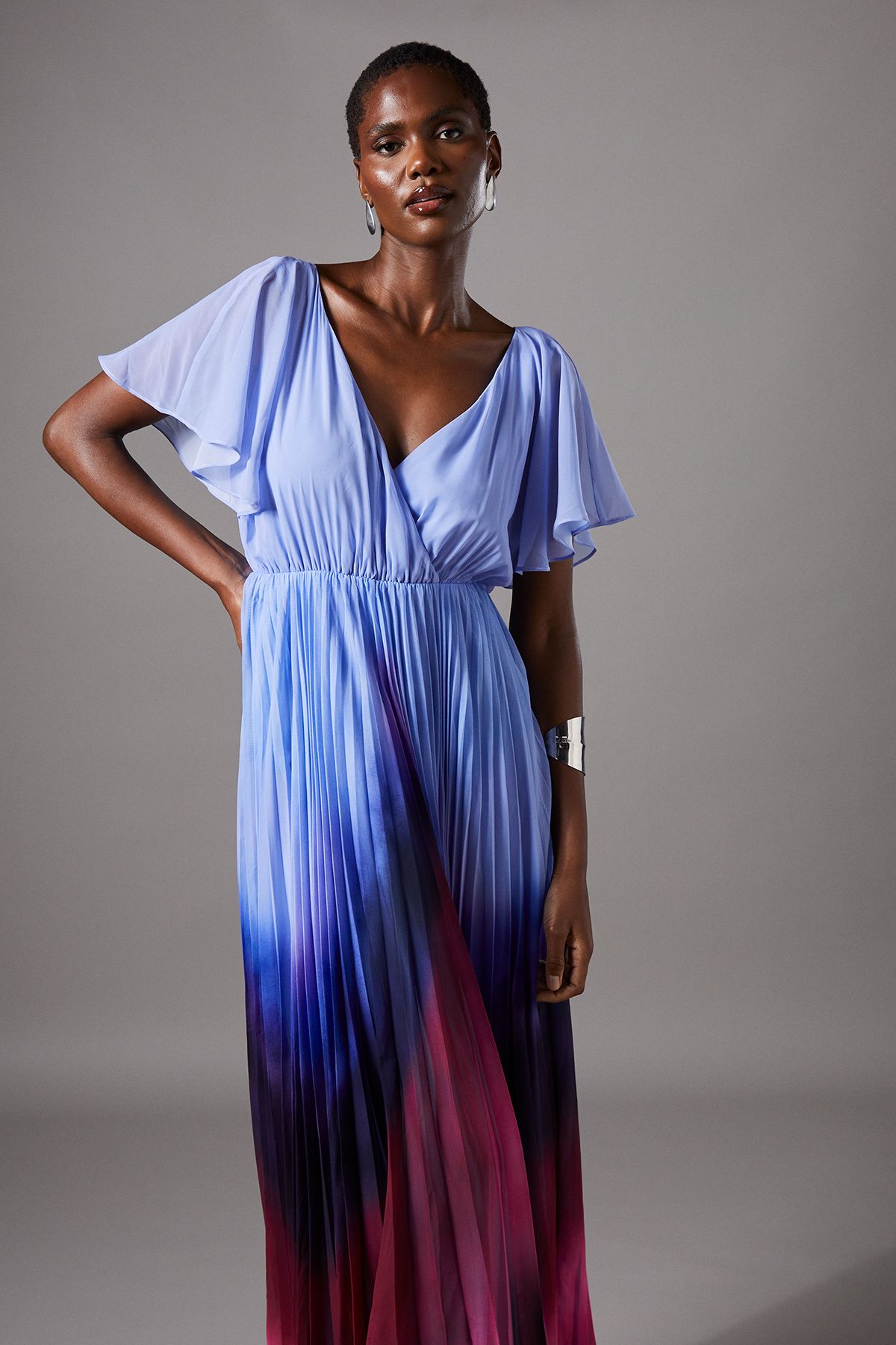 Coast Short Sleeve Ombre Print Maxi Dress Blue image 2