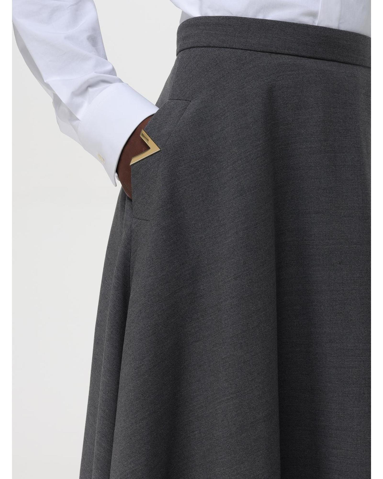 Valentino ALine Wool Midi Skirt Wo - Grey image 5