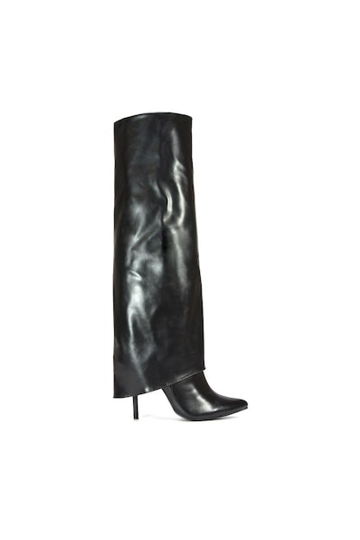 XY London 'Shauna' Knee High Fold Over Boots With Stiletto High Heel