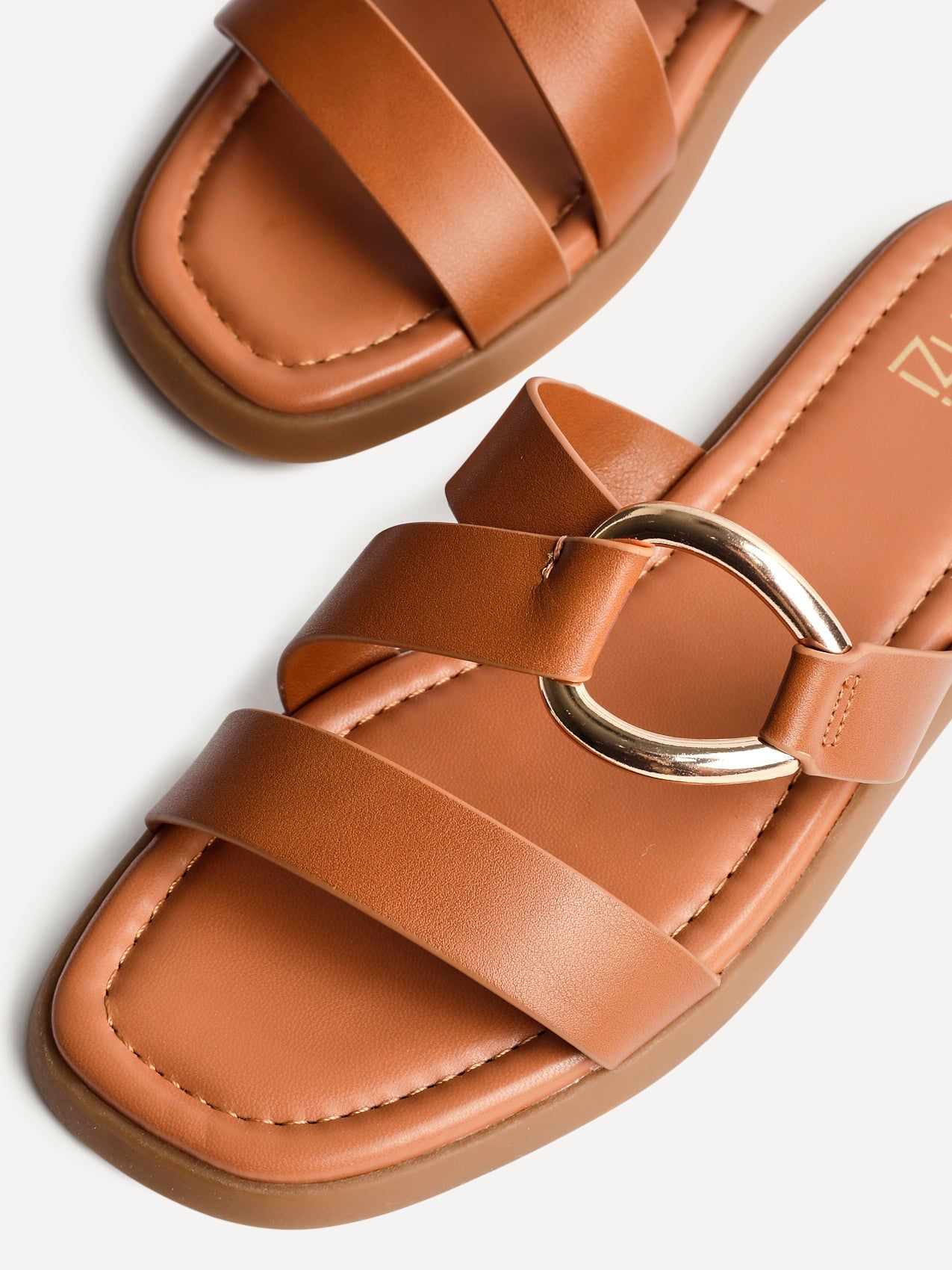 Linzi Cassandra Tan Faux Leather Double Strap Sandal image 4