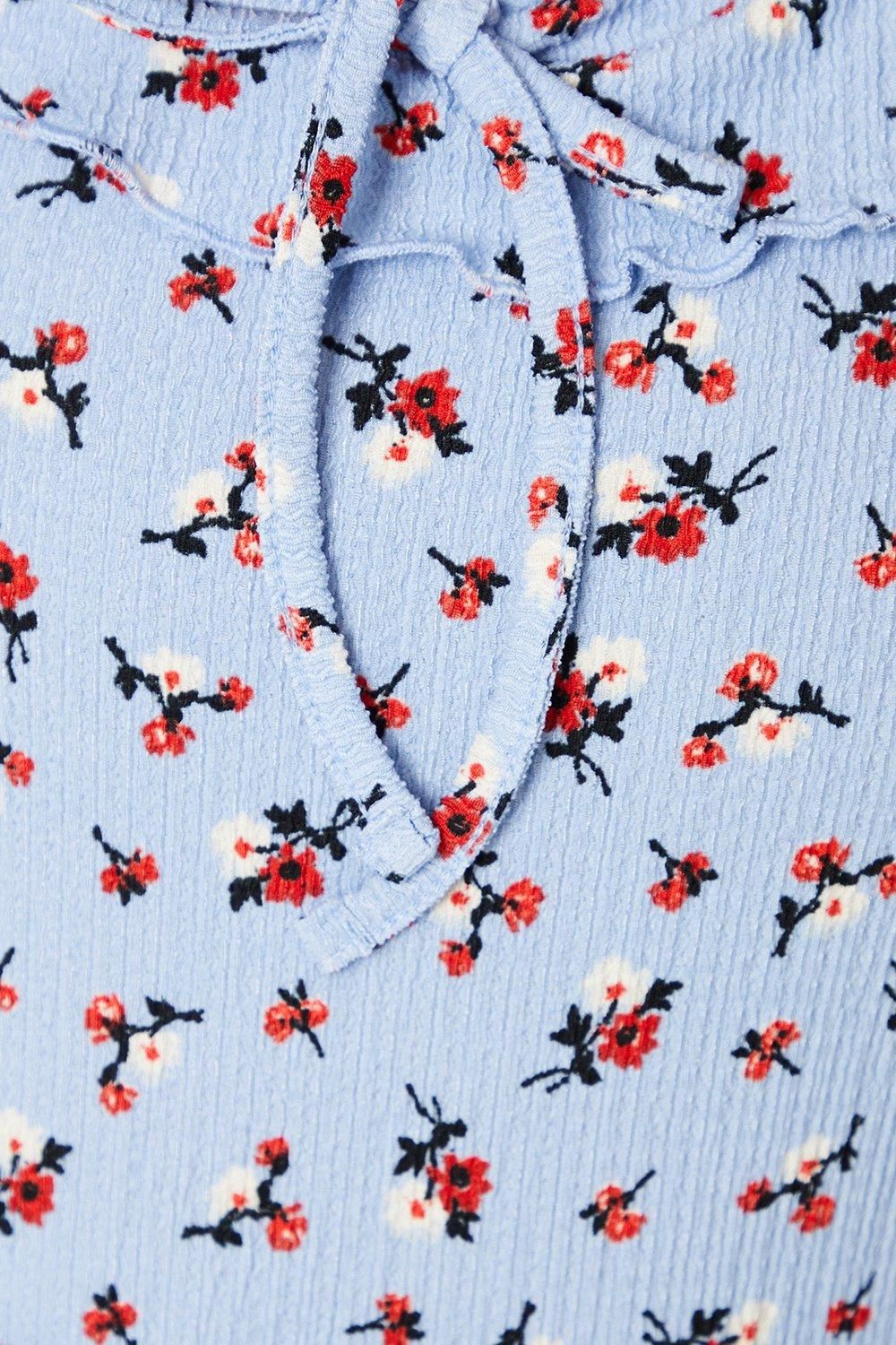 Dorothy Perkins Petite Tie Front Frill Detail Vest Jersey Top Blue image 5