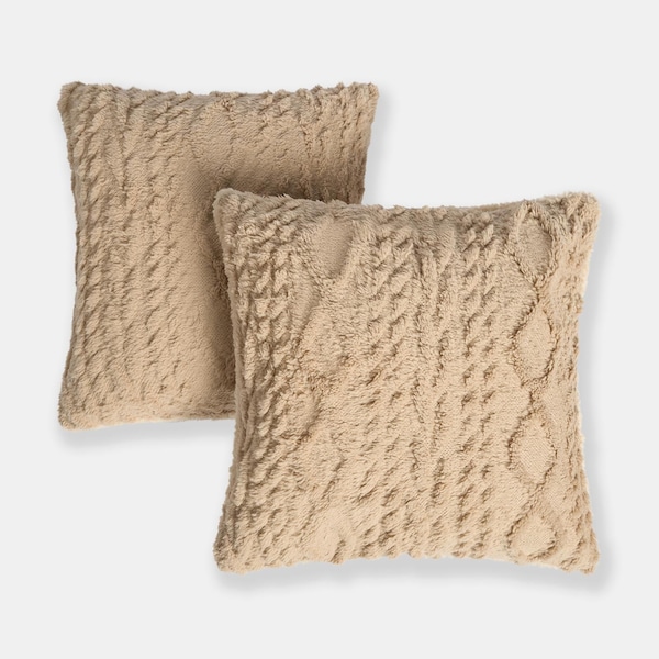 OHS 2 Pack Soft Cosy Cable Knit Design Decorative Square Cushion Covers