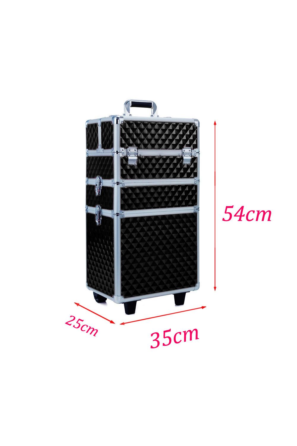 Living and Home Diamond Pattern Cosmetic Makeup Train Case image 6