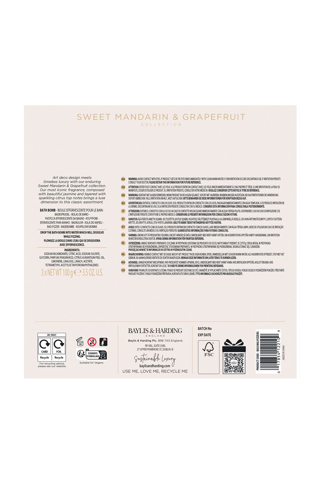 Baylis & Harding Sweet Mandarin & Grapefruit Luxury Bath Bomb Gift Set Multi image 7