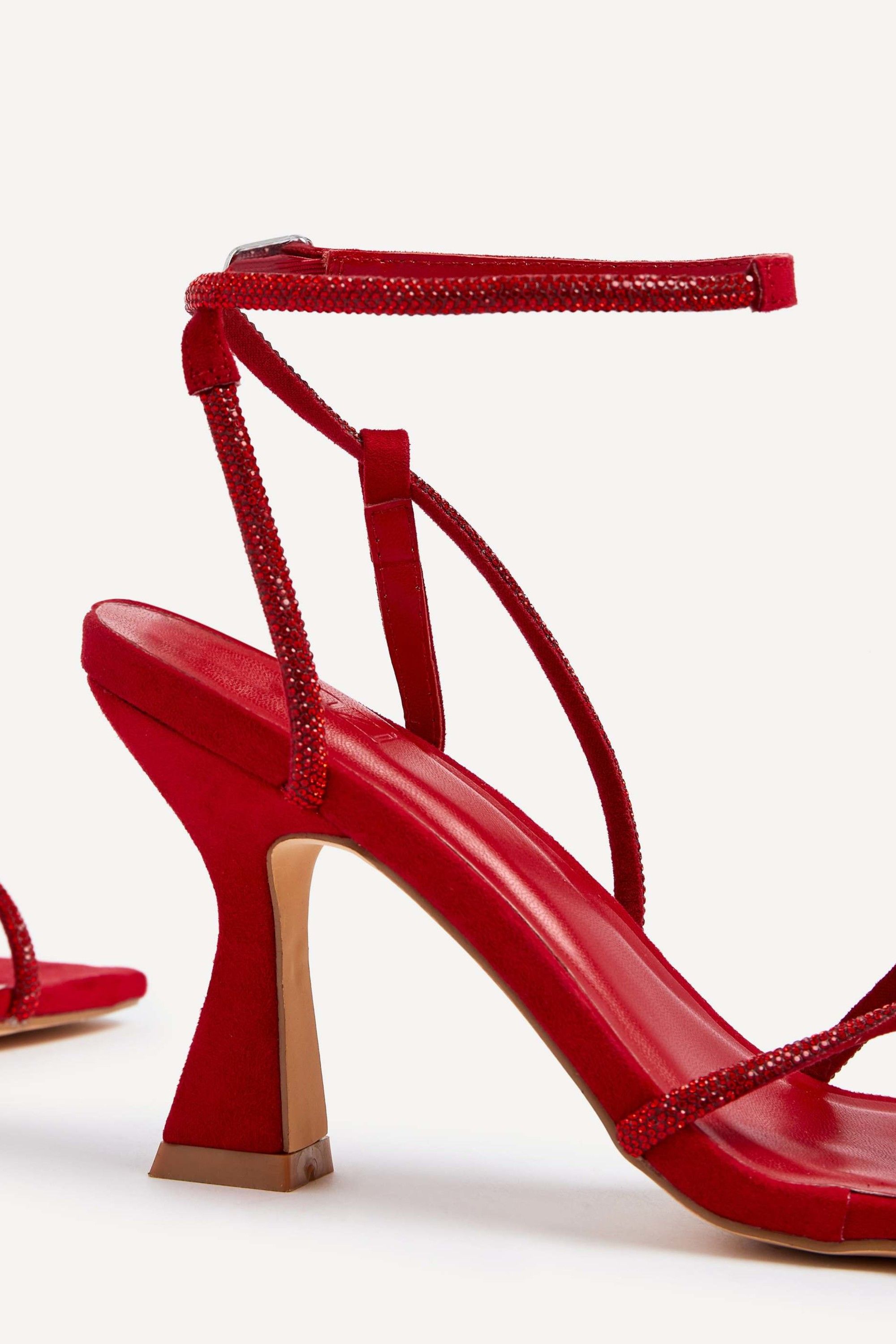 Linzi Entice Red Faux Suede Diamante Embellishes Strappy Heel image 4