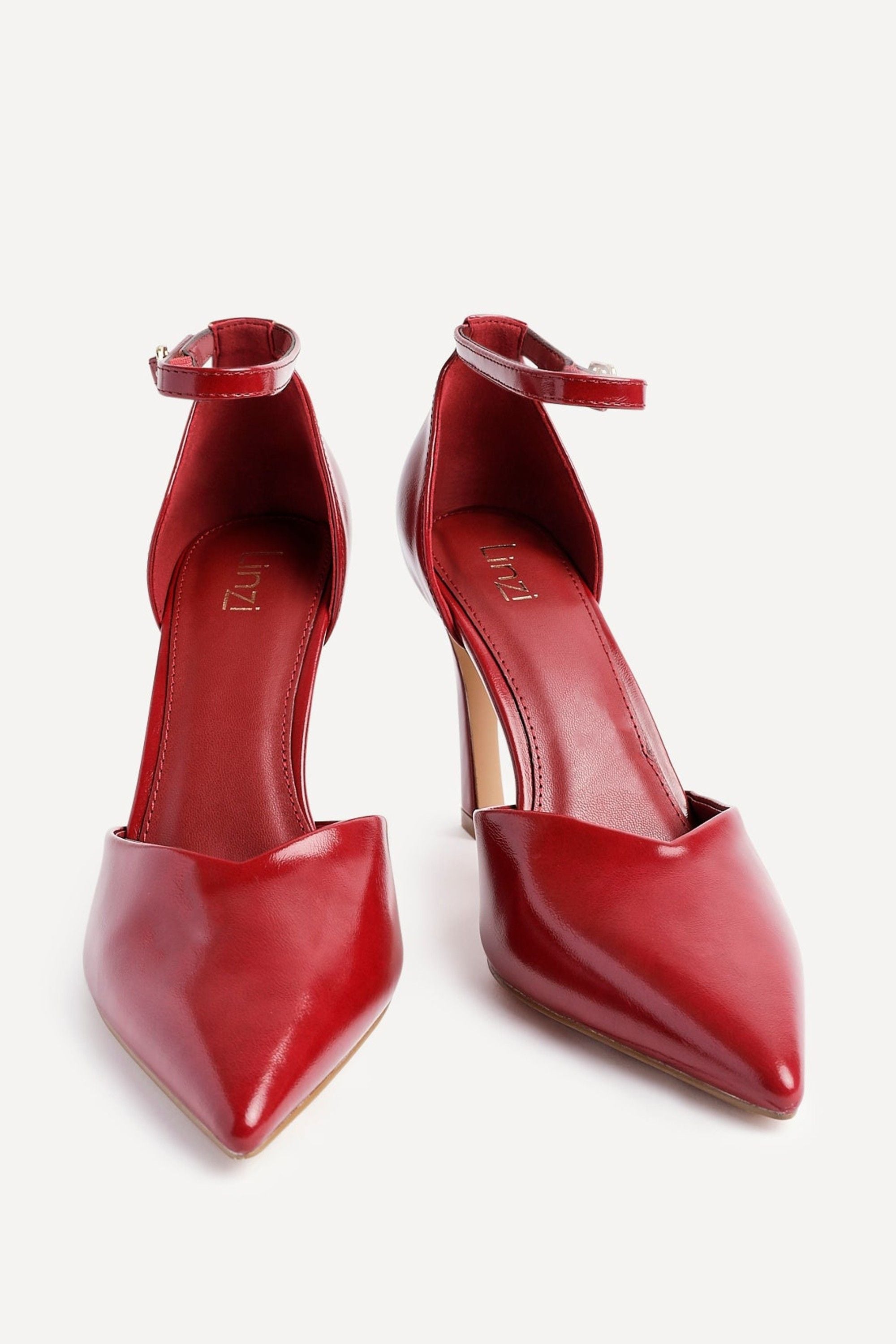 Linzi Moira Red Faux Leather V Cut Court Heel image 3