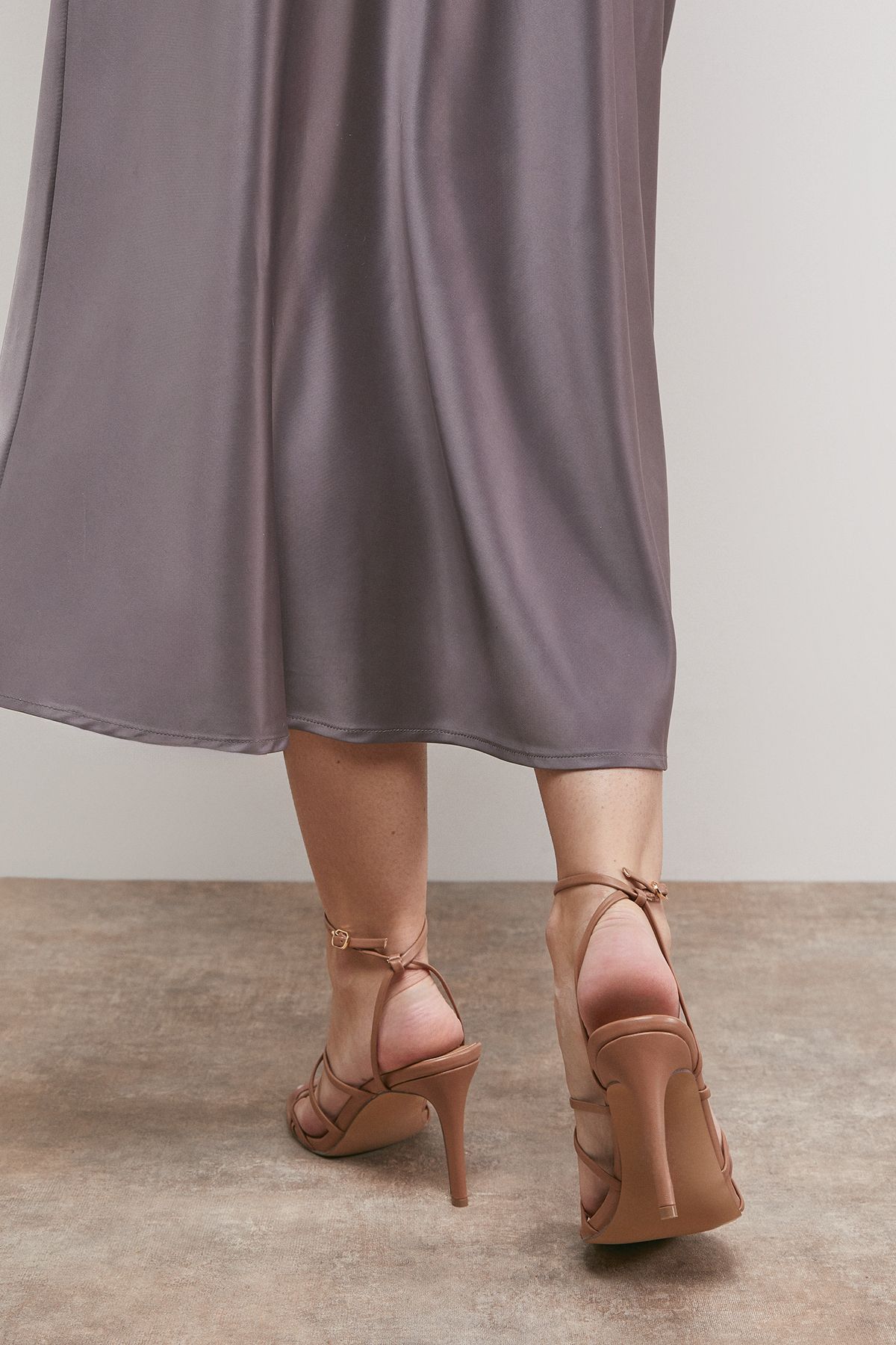 Oasis Dyani Faux Leather Multi Strap High Stiletto Heel Sandals Neutral image 3