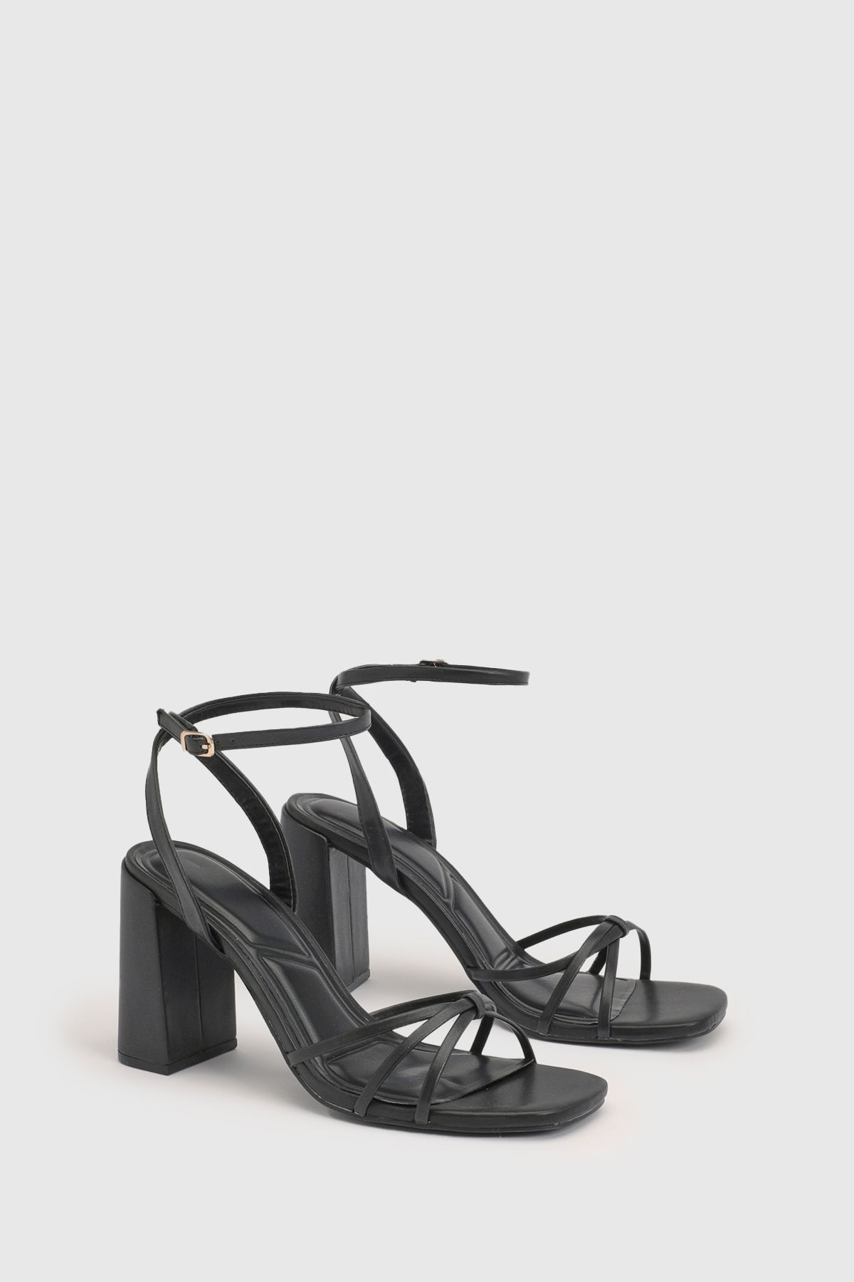 Oasis Ollie Faux Leather High Block Heel Sandals Black