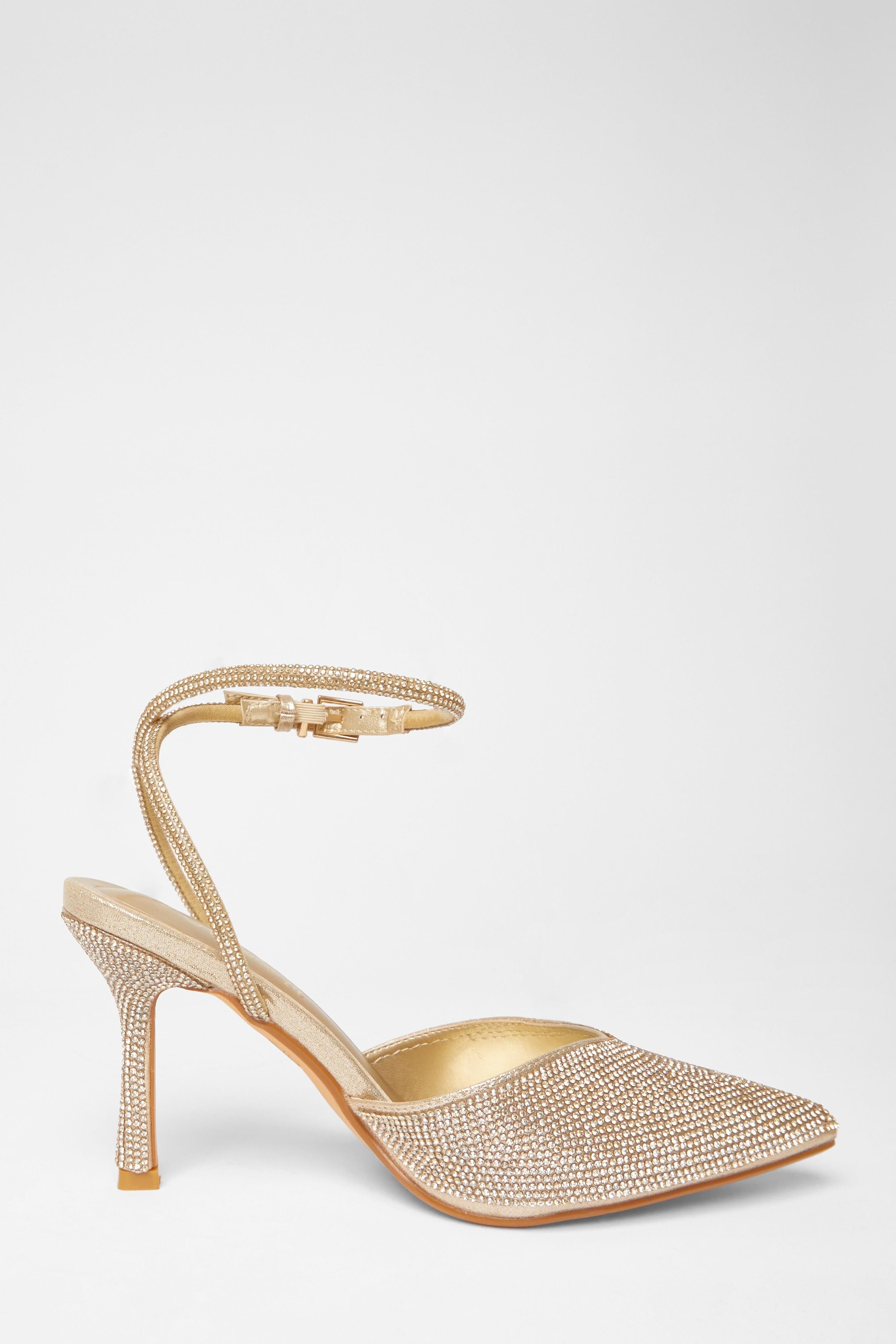 Quiz Gold Wide Fit Embellished Court Heels image 5