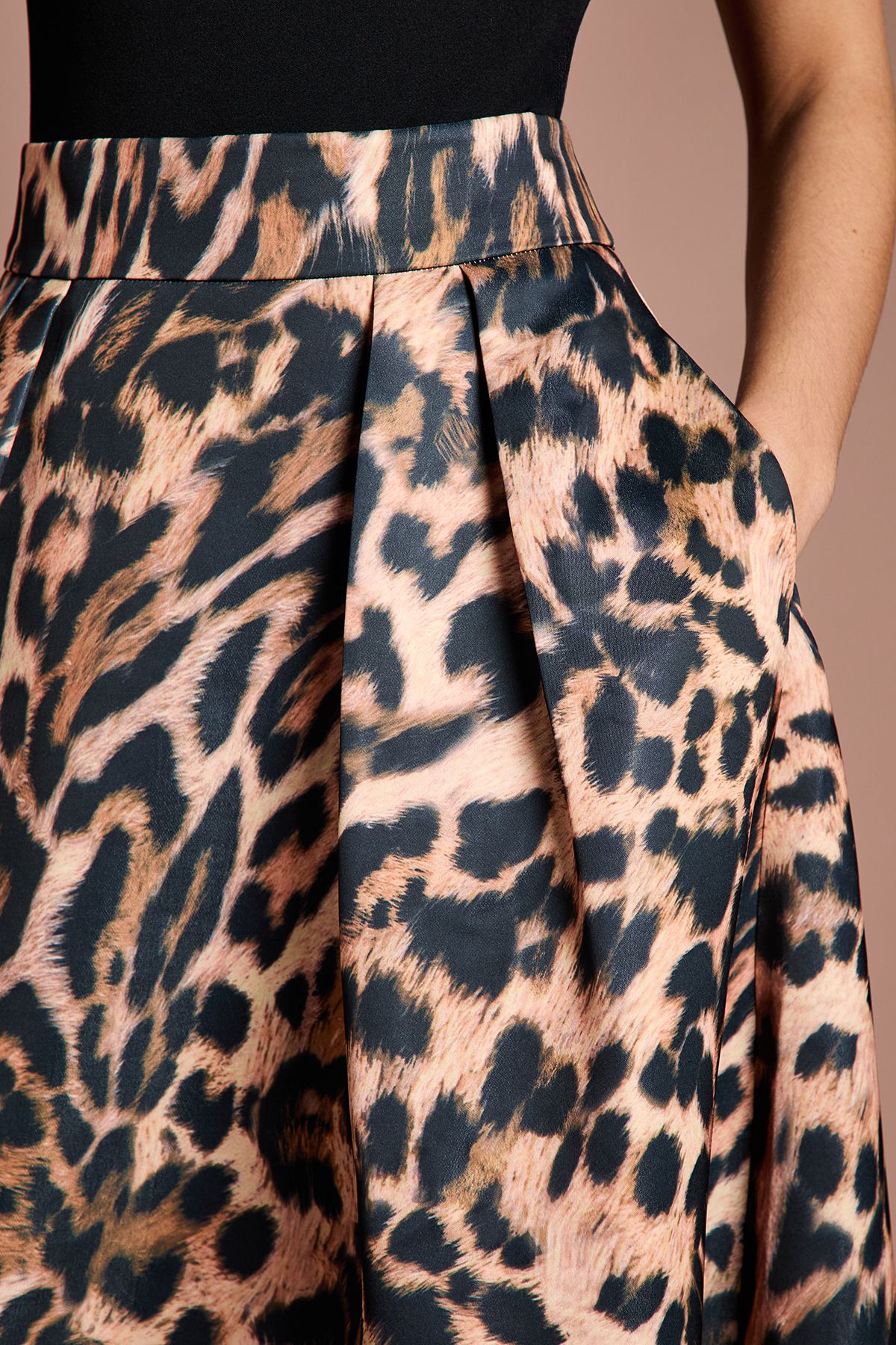 Coast Lisa Tan Leopard Satin Midi Skirt Animal image 2