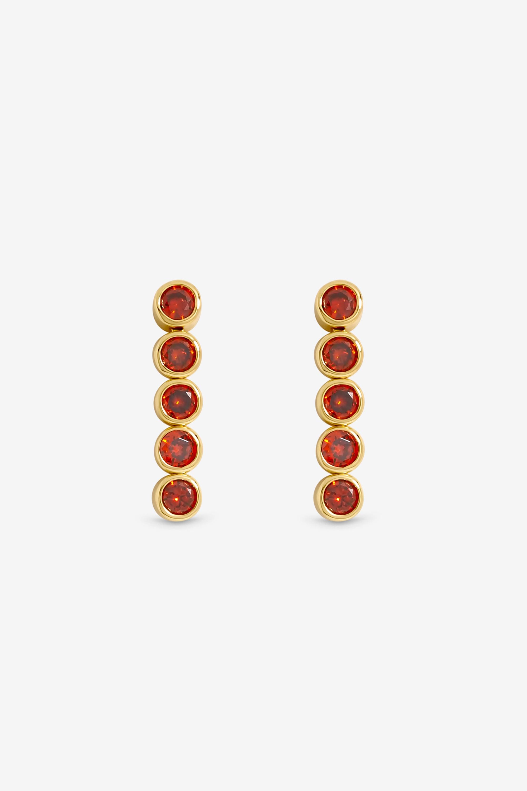 Jon Richard 14K Gold Plated and Red Cubic Zirconia Tennis Earrings - Gift Box image 2