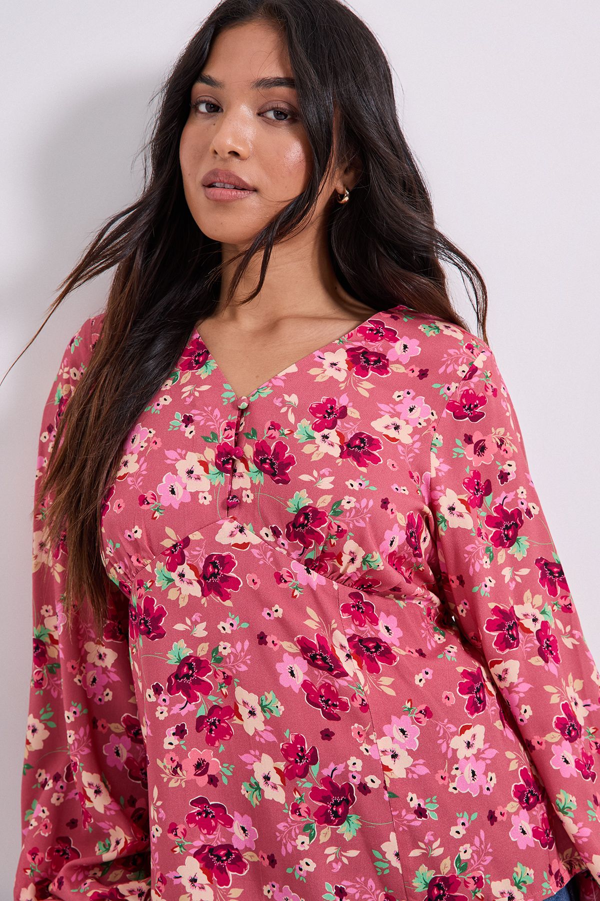 Dorothy Perkins Petite Button Tie Detail Printed Top Pink image 4