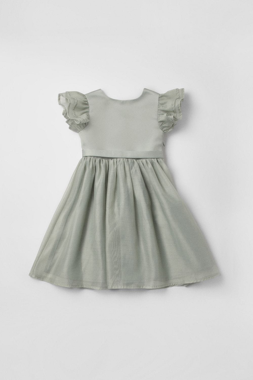 Coast Mesh Flutter Sleeve Flowergirl Dress Sage image 2