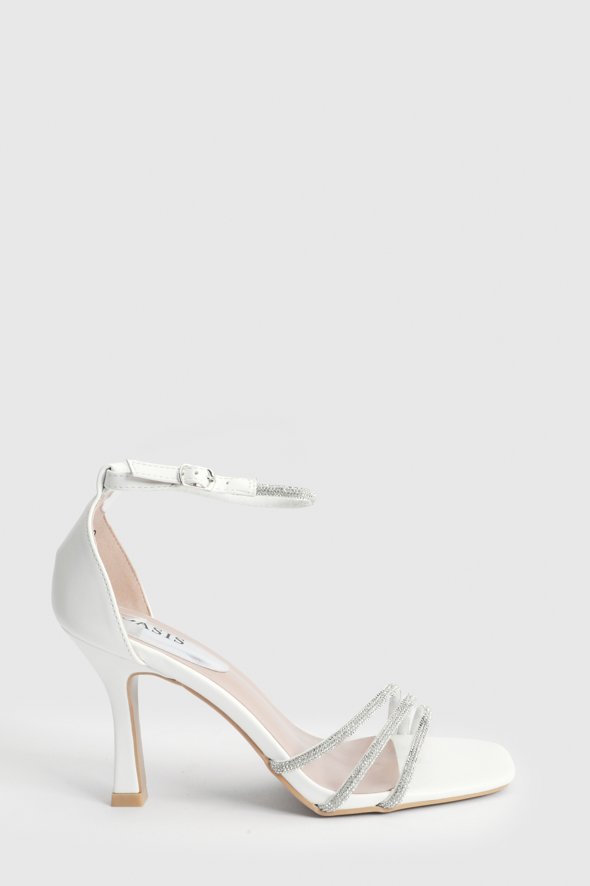 Oasis Magnolia Diamante Strappy High Heel Sandals White