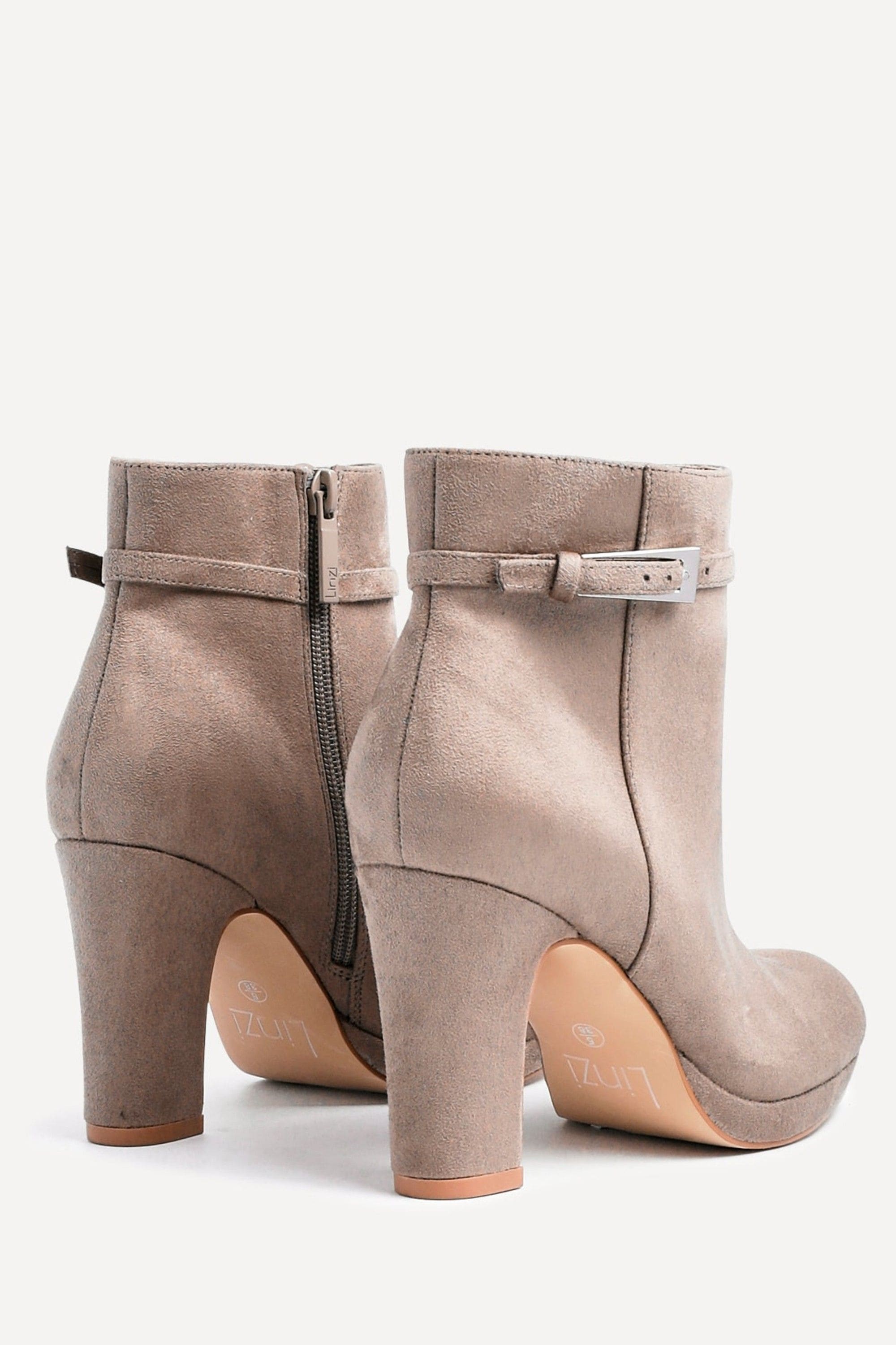Linzi Stefani Mocha Faux Suede Heeled Ankle Boot image 4