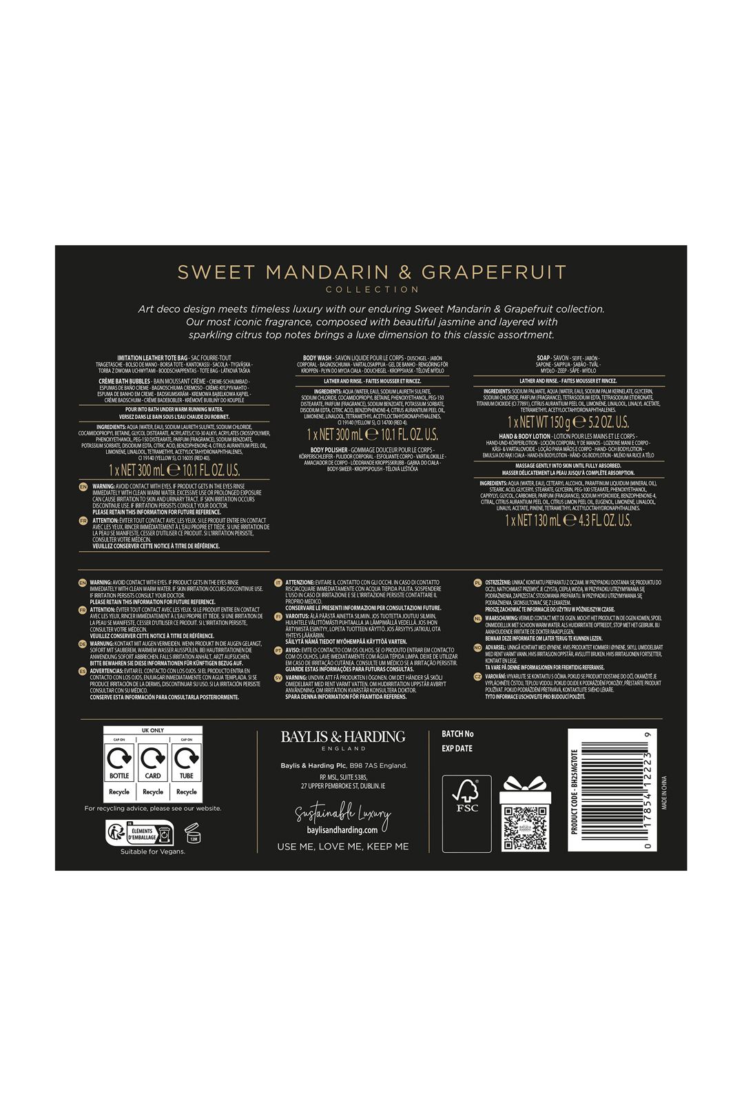Baylis & Harding Sweet Mandarin & Grapefruit Indulgent Bag of Luxury Gift Set Multi image 8