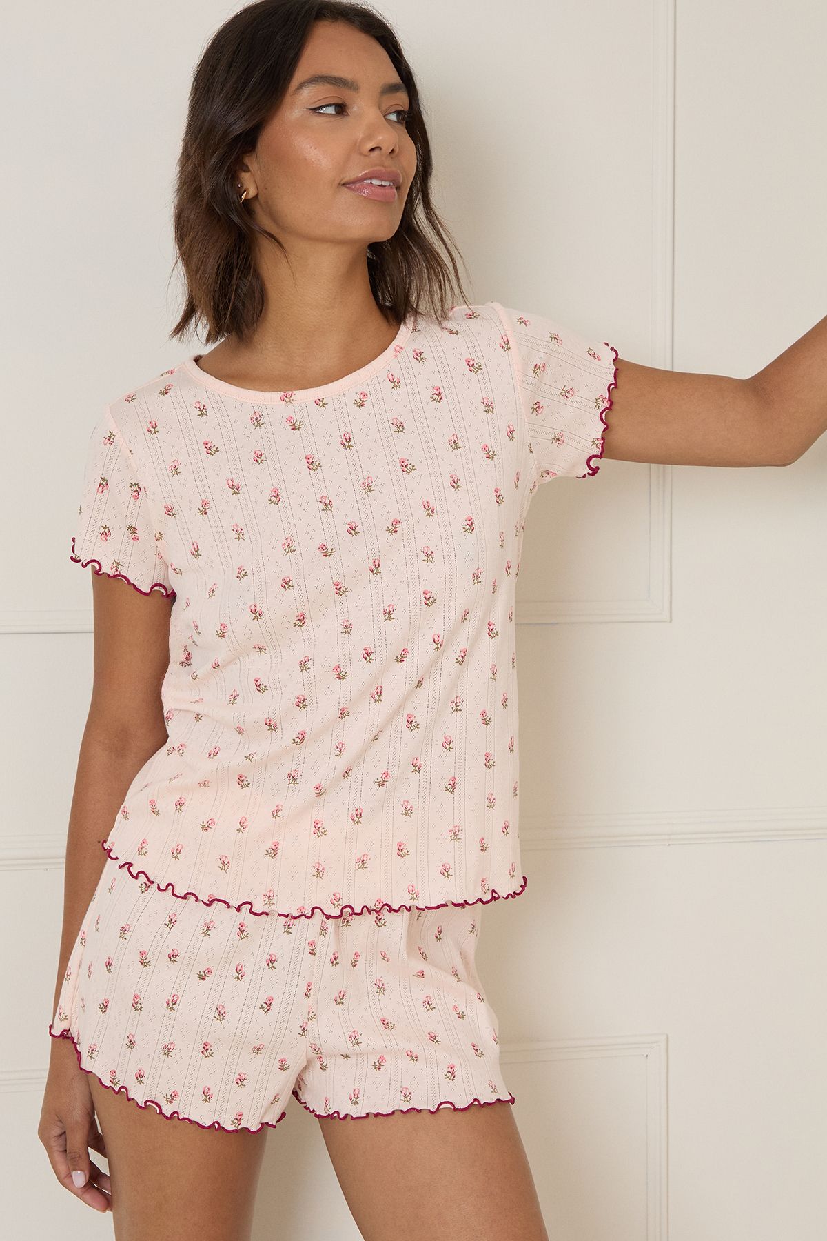 Dorothy Perkins Pointelle Jersey Short Set Blush image 4