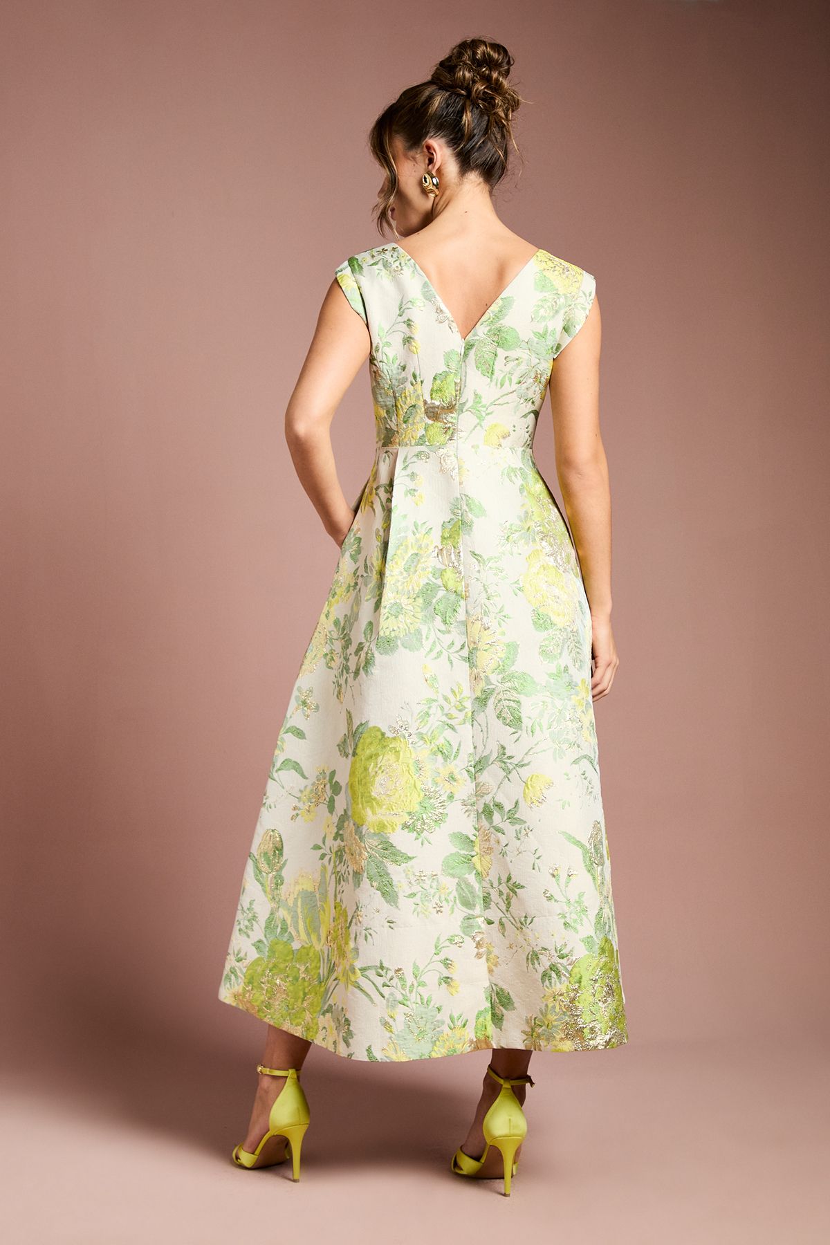 Coast Floral Jacquard Midi Dress Green image 3