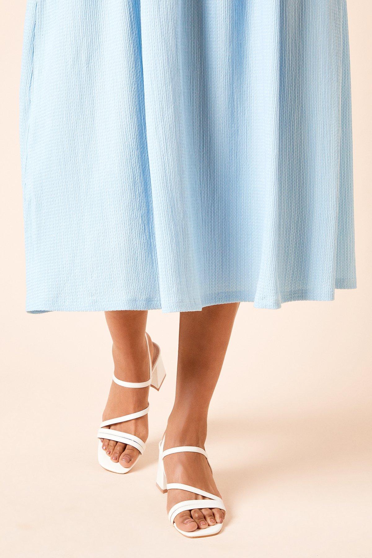 Dorothy Perkins Sophie Faux Leather Asymmetric Strap High Block Heel Sandals White image 2