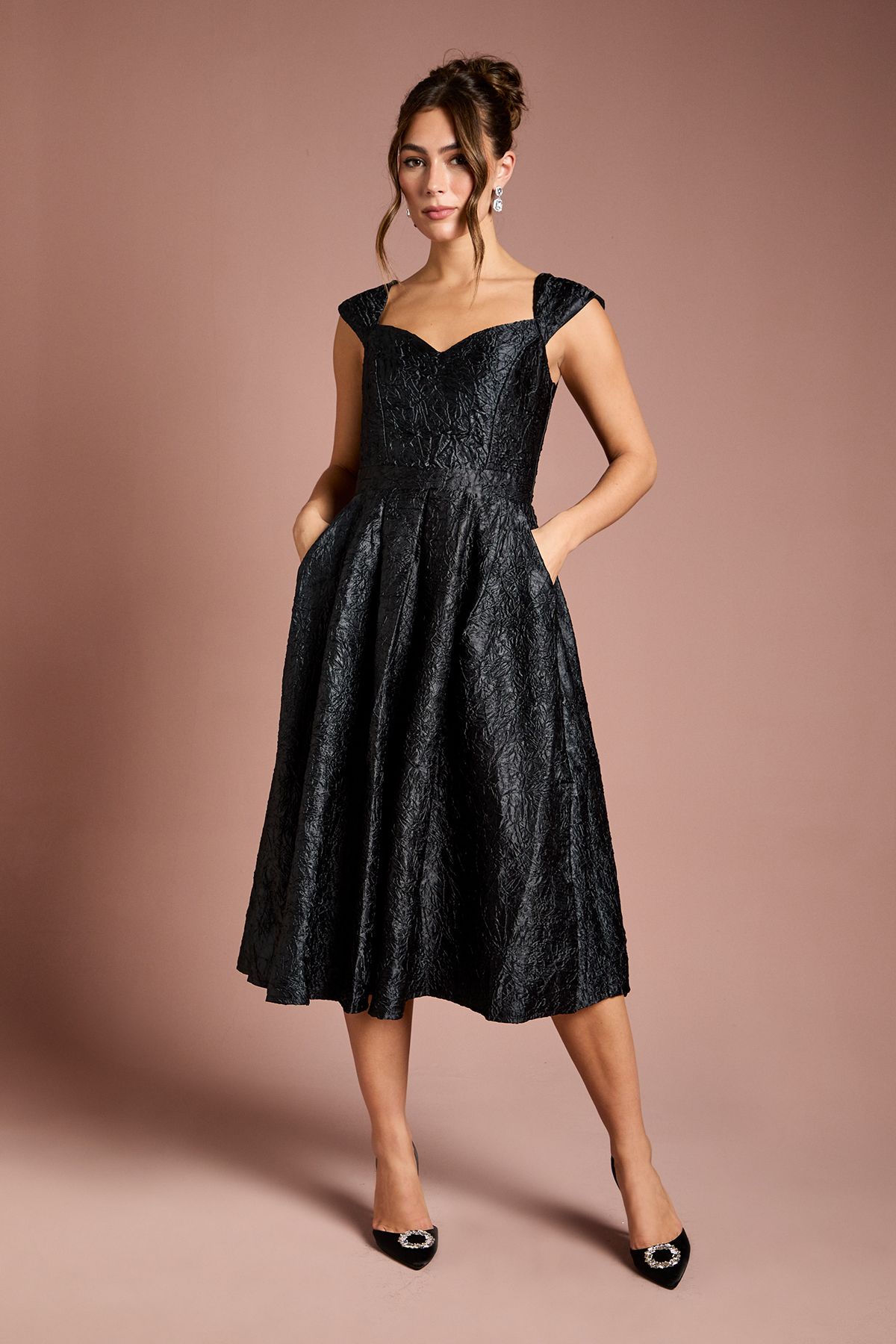 Coast Sweetheart Jacquard Midi Dress Black