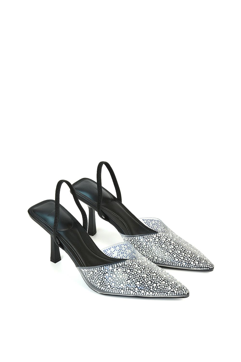 XY London 'Kadie' Perspex Jewel Pointed Toe Court Shoe Sandals With Slingback image 5