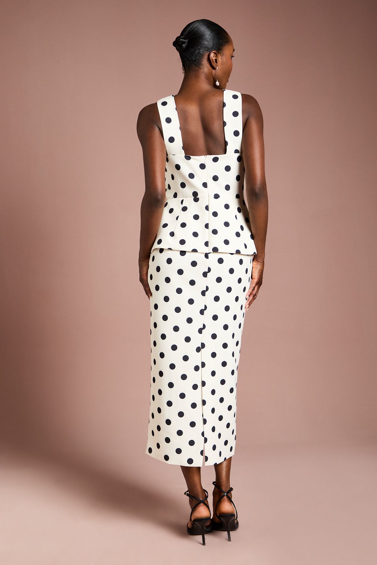 Coast Polka Dot Peplum Pencil Dress Mono image 3
