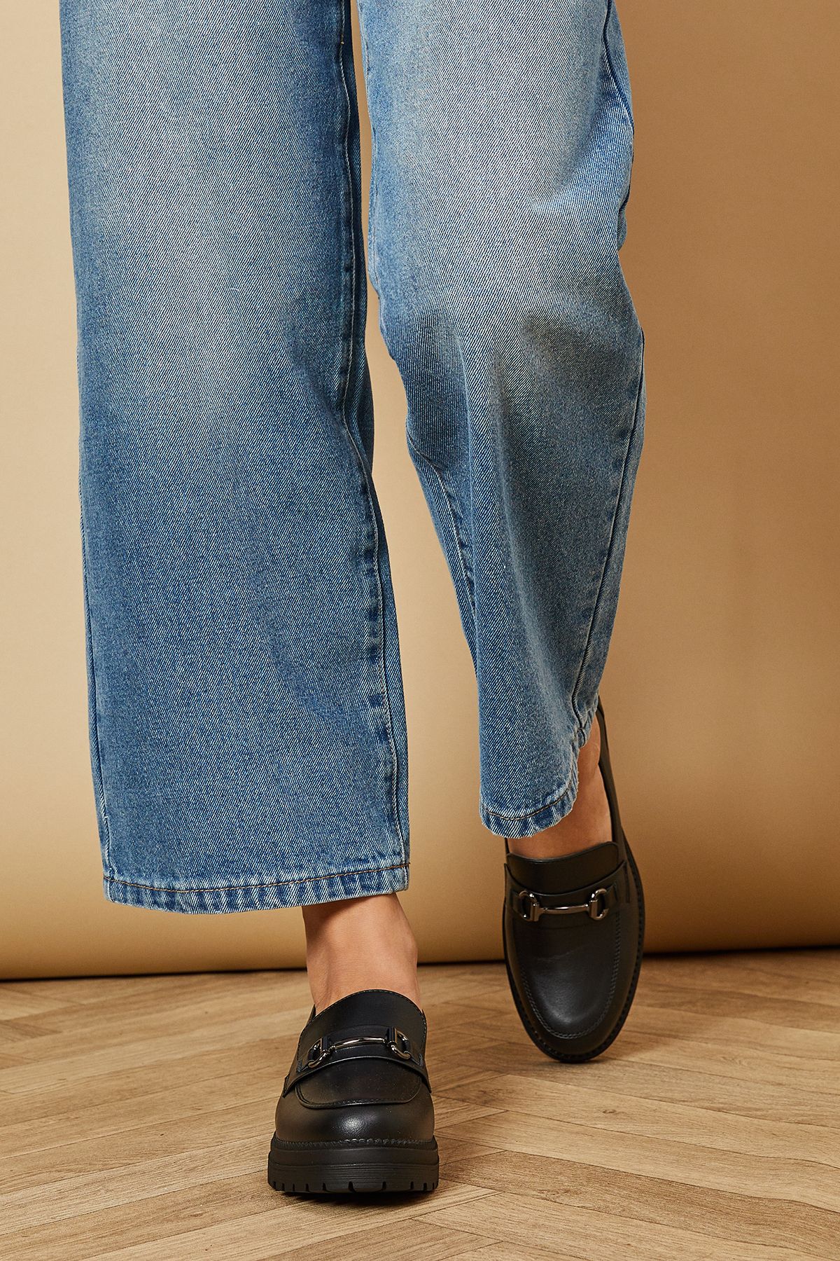 Oasis Barbara Faux Leather Snaffle Detail Loafers Black image 2