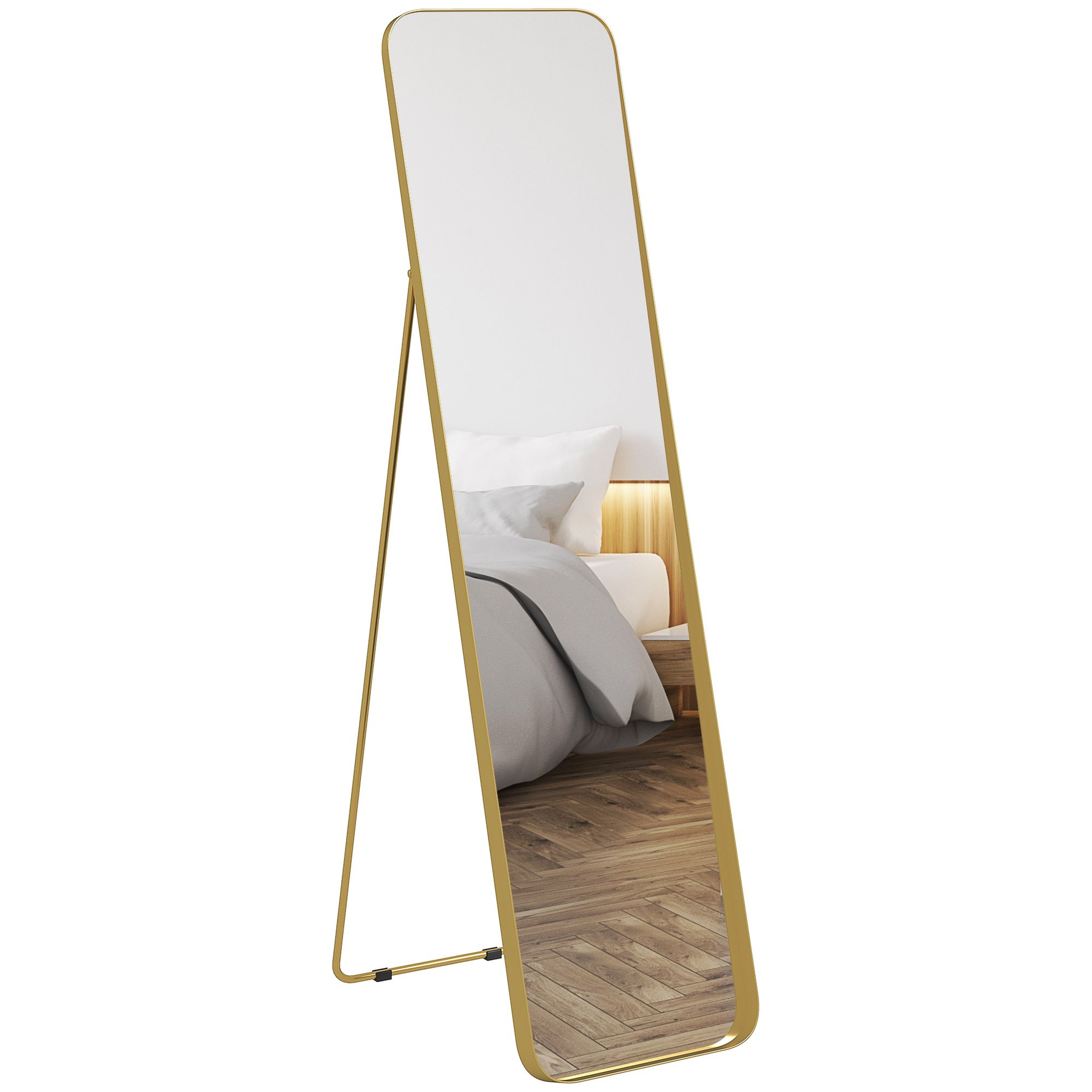 HOMCOM Rectangular Full Length Mirror for Bedroom, 40 x 160 cm, Gold Tone image 2