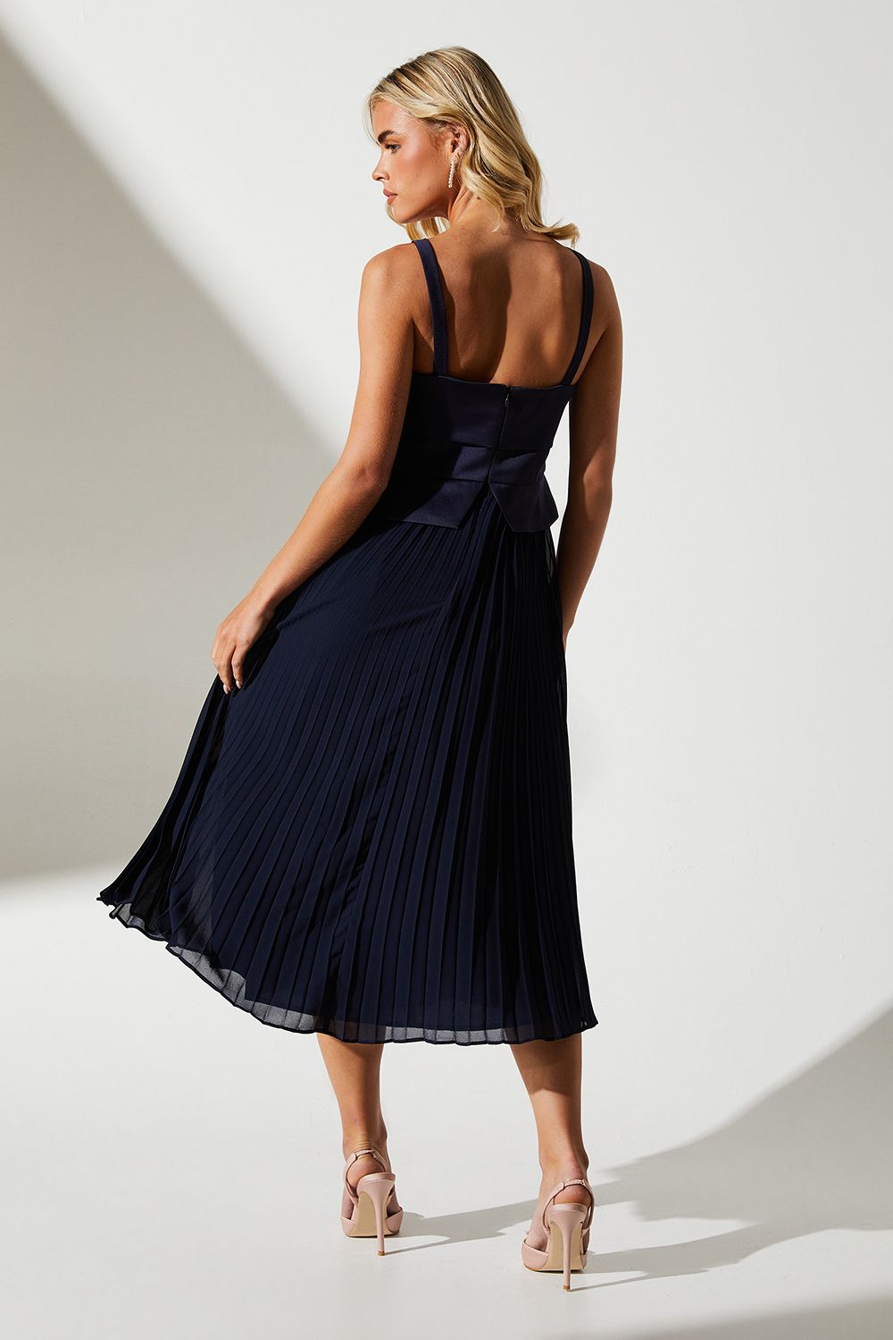 Coast Petite Square Neck Midi Dress Navy image 3