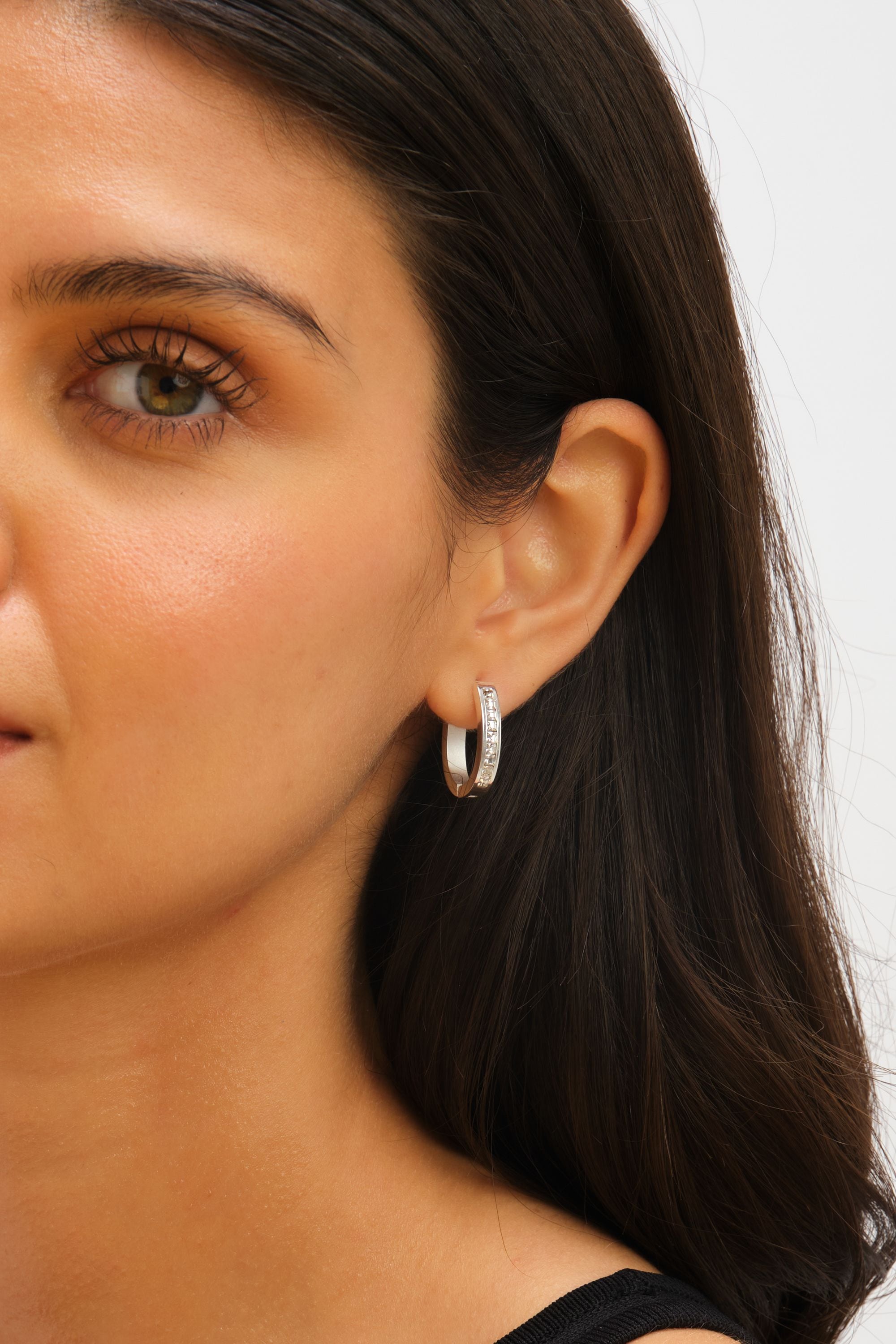 Jon Richard Waterproof Silver Plated Crystal And Polished Hoop Earrings image 2