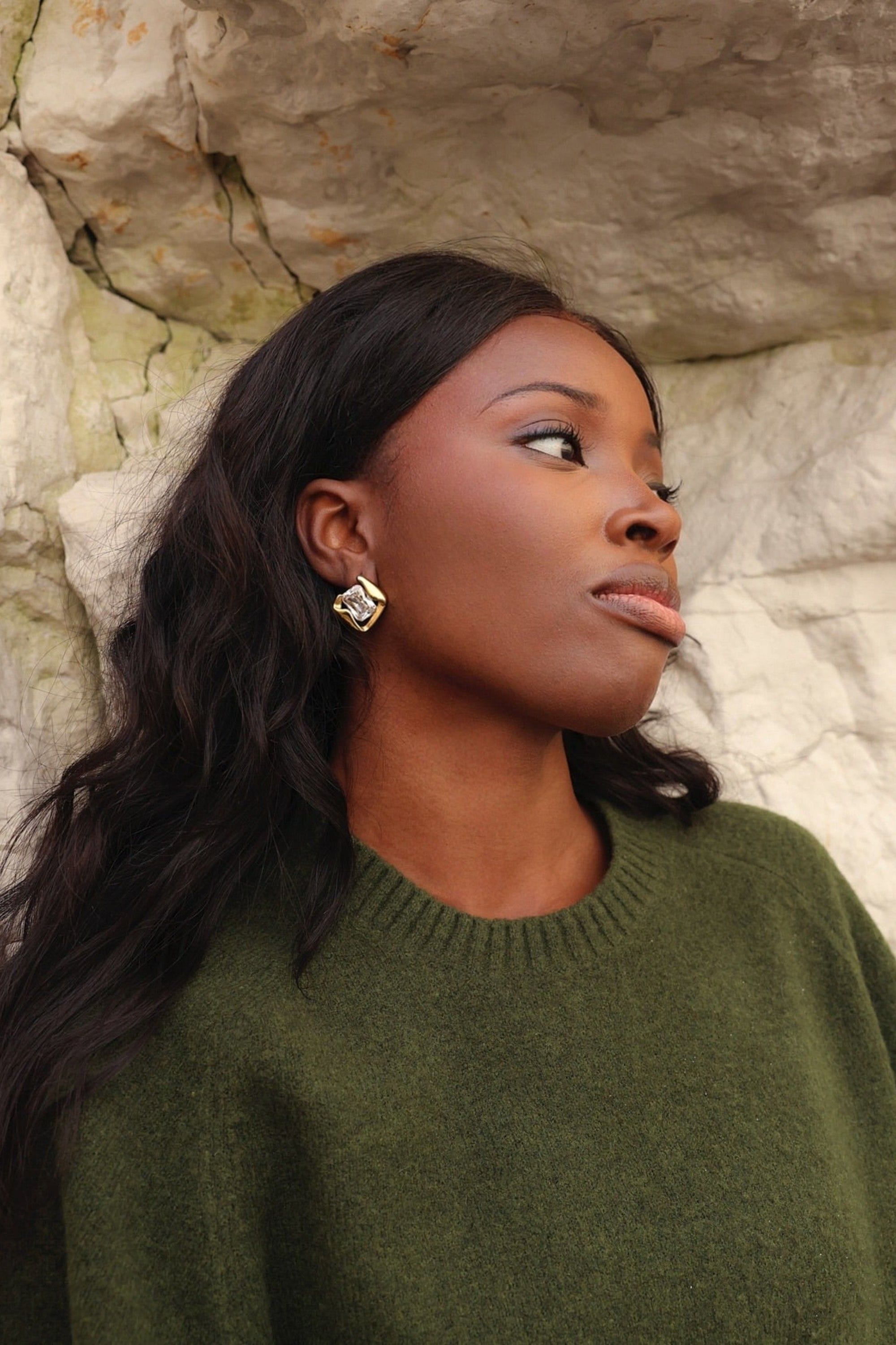 Linzi Ice Gold Crystal Square Stud Earrings image 6