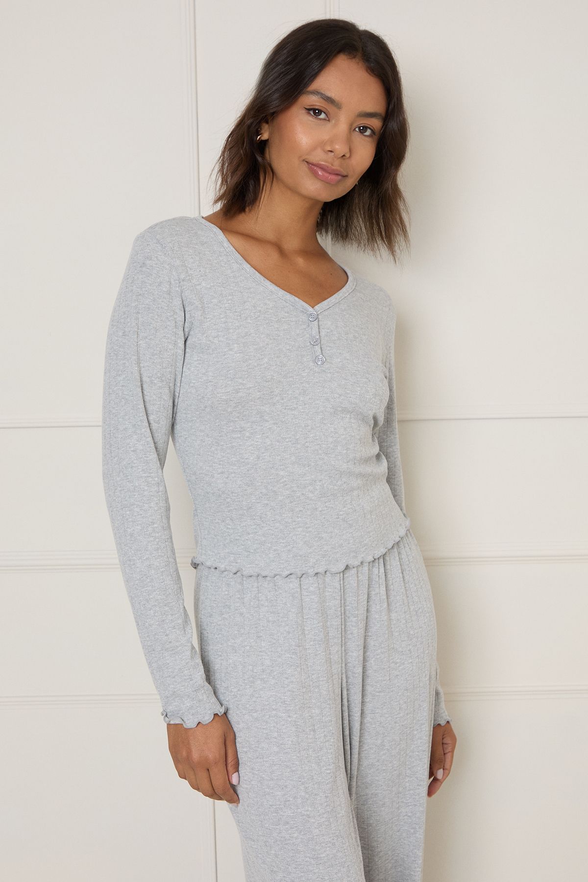 Oasis Pointelle Jersey Pyjama Set Grey image 4