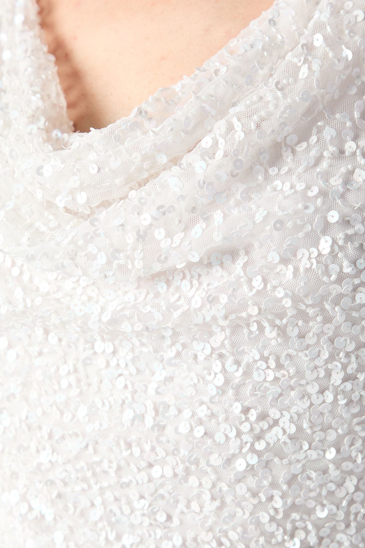 Coast Cowl Front All Over Sequin Bridal Mini Dress Ivory image 5