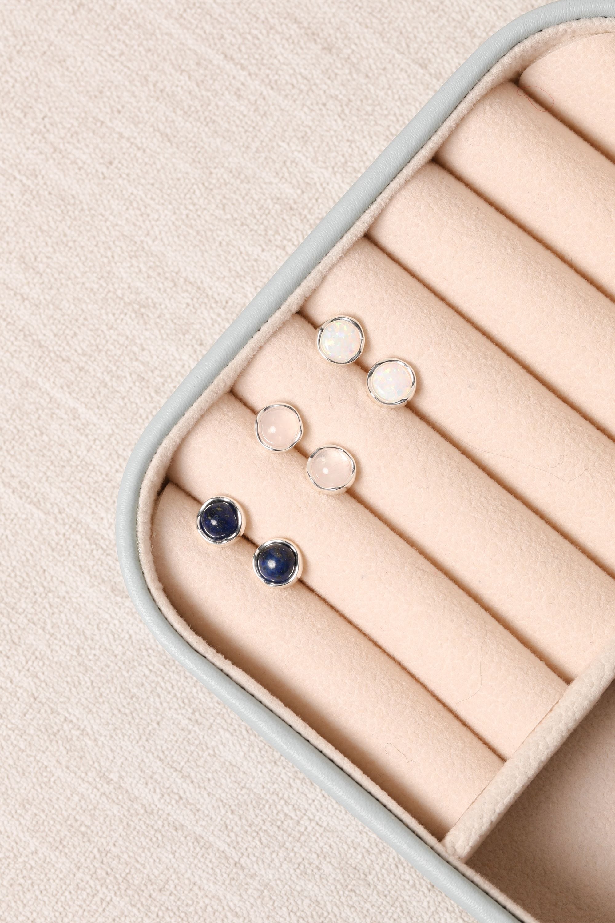 Simply Silver Sterling Silver 925 Polished Opal Stud Earrings image 3