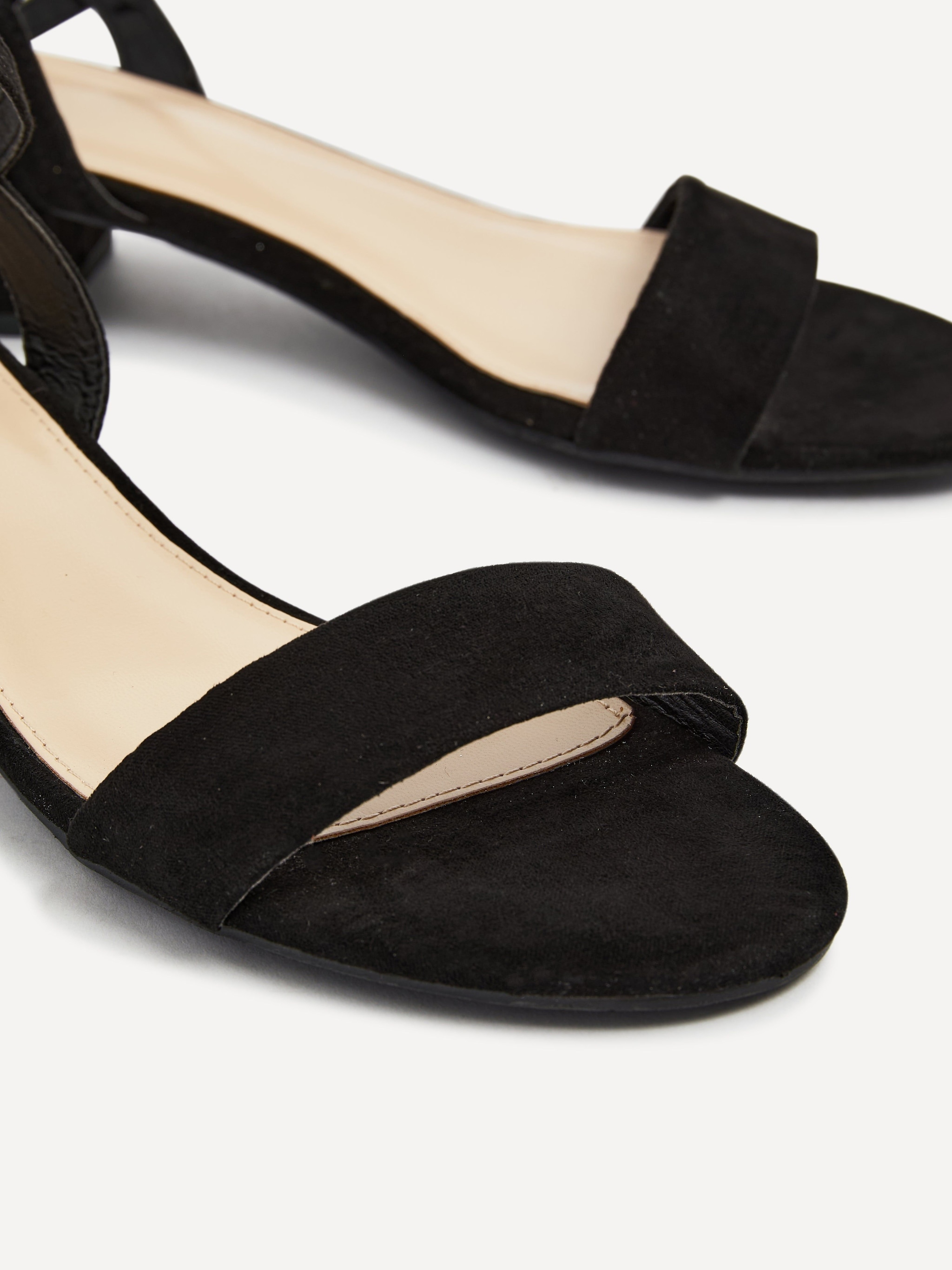 Linzi Kezzi Black Faux Suede Barely There Low Block Heeled Sandal image 4