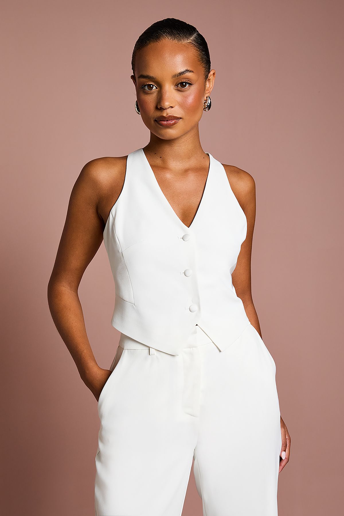 Coast Petite Premium Tailored Bridal Waistcoat Ivory