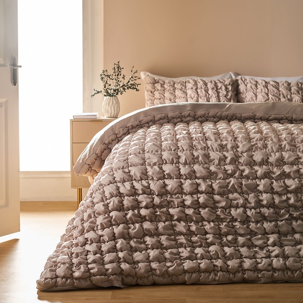 OHS Filled Seersucker Duvet Cover with Pillowcase Bedding Set